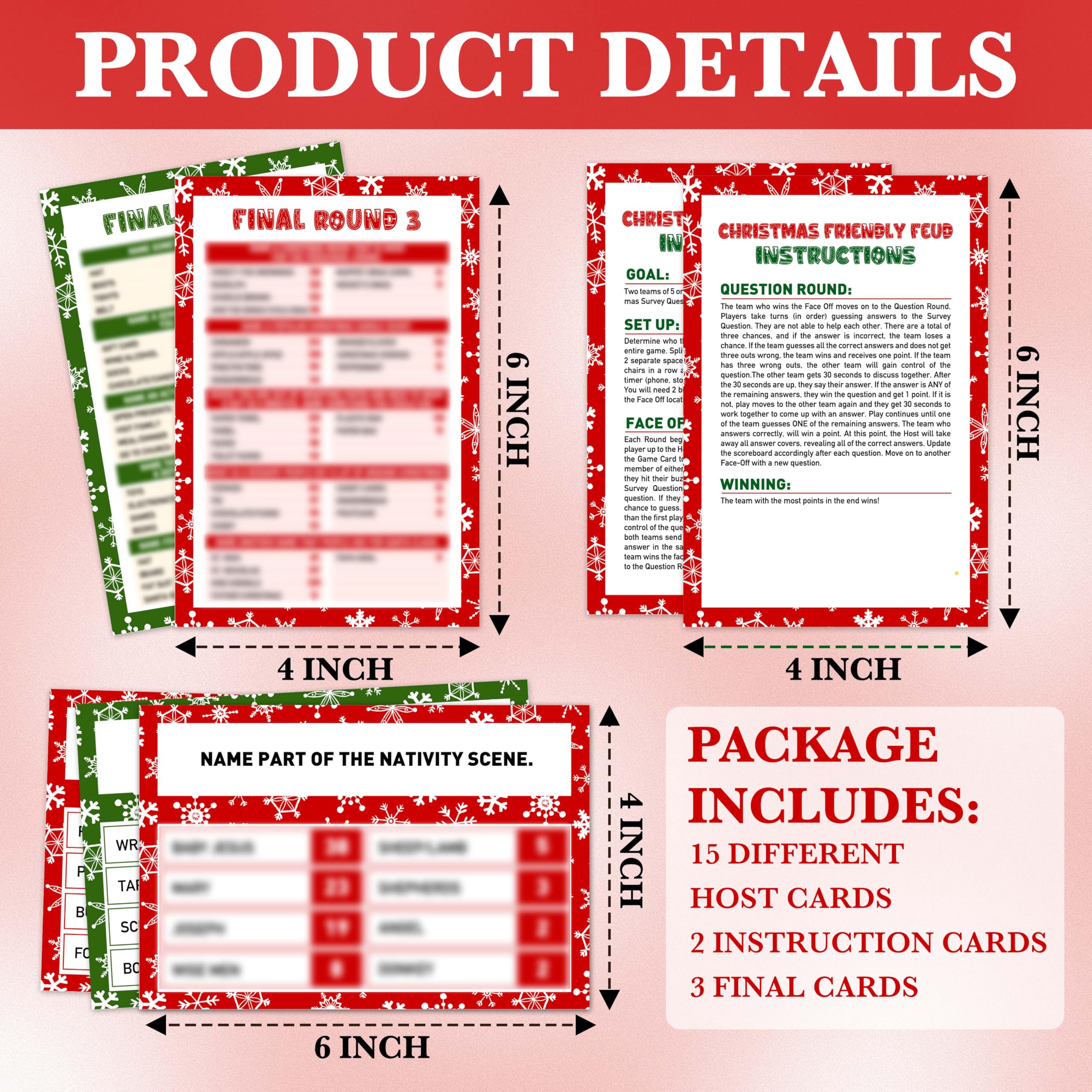 OICPYD Christmas Games for Families, Friendly Feud Game, Holiday Game for Adults Large Group Party, Christmas Party Games - a002