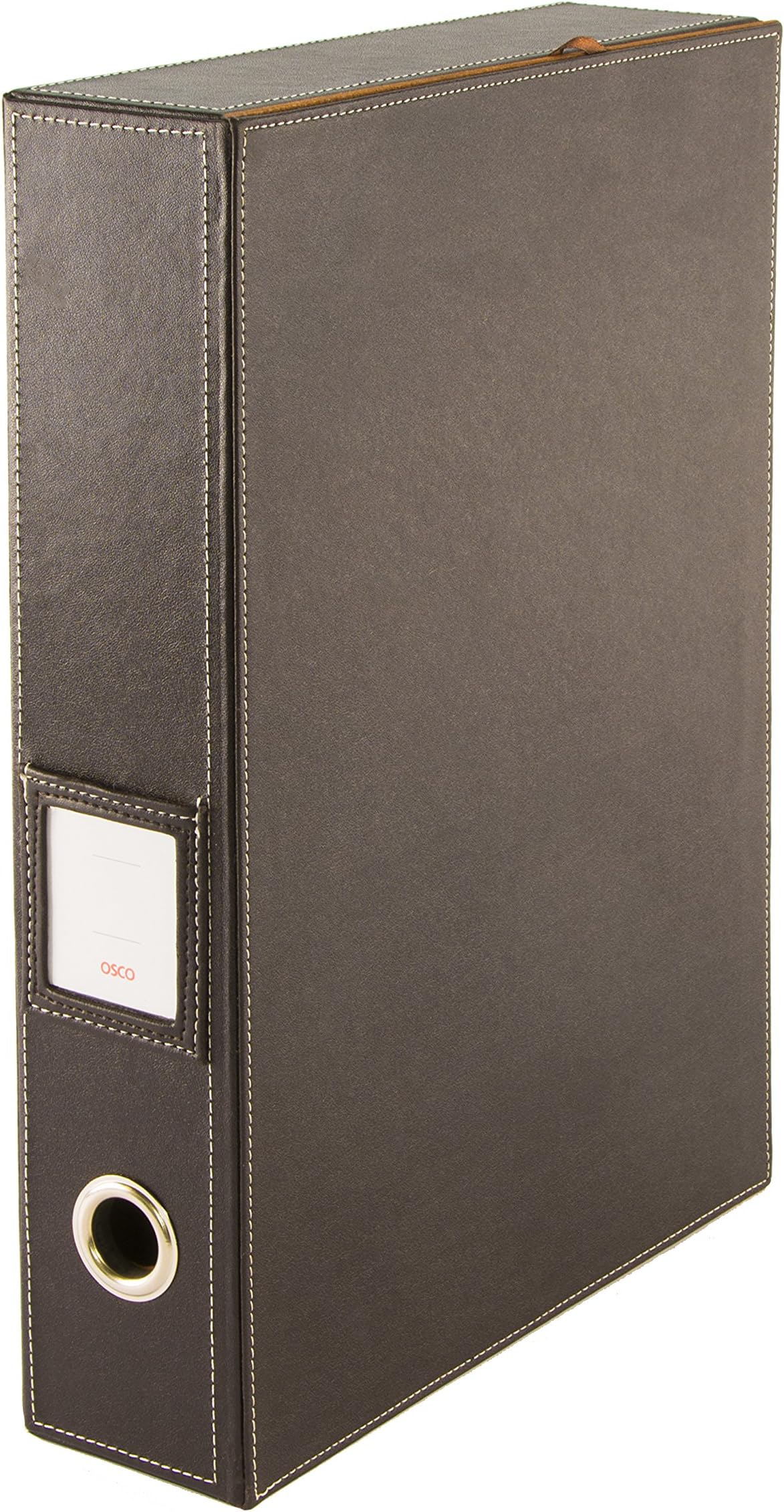 Osco Faux Leather Box File – Paperwork Archive, A4 Document Storage Box with Lock Spring & Press-Stud Fastening, Stylish Home & Office Filing Solution, 37.5×26.5×8 cm, Single, Brown