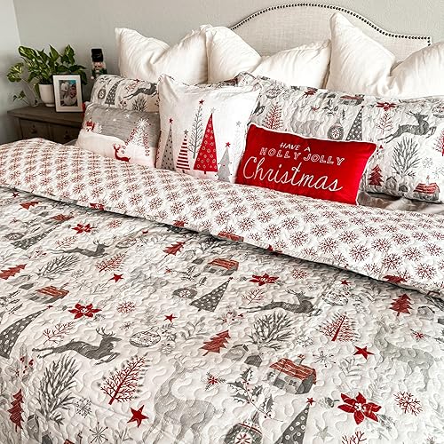 Miniatura 7 de Southshore Fine Living, Inc. Holly Jolly - Juego de ropa de cama suave de 3 piezas con fundas acolchadas, tamaño matrimonialqueen