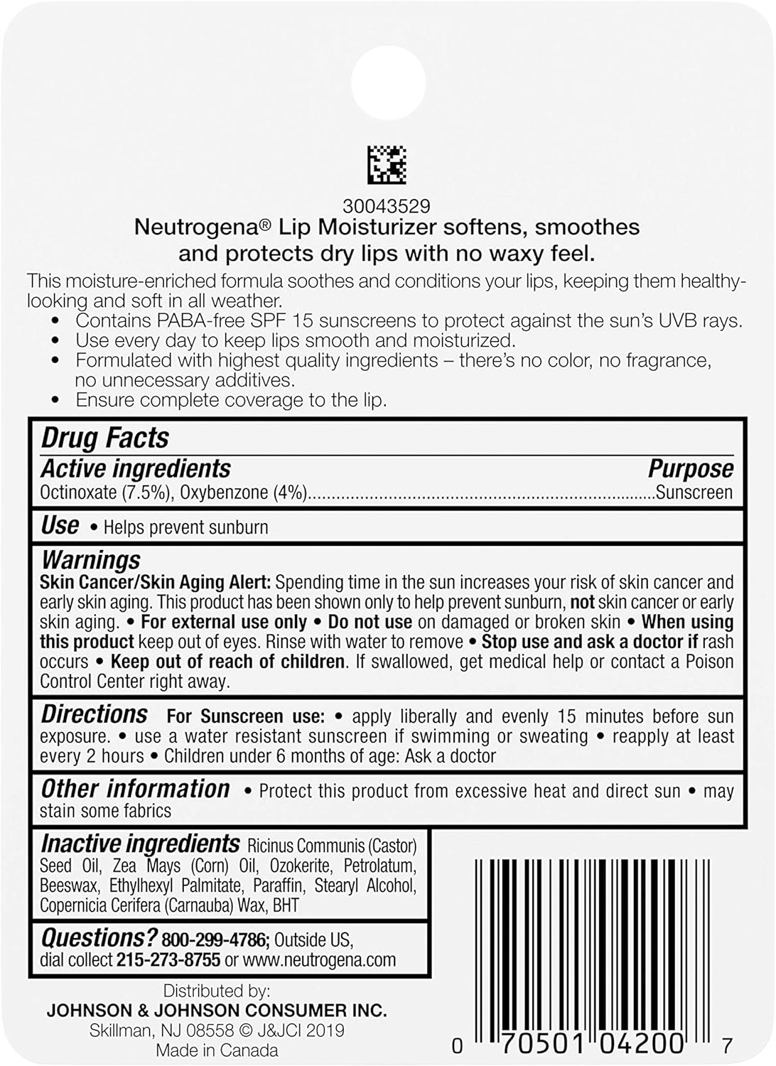 Neutrogena Lip Moisturizer Spf#15 Stick (3 Pack) : Everything Else