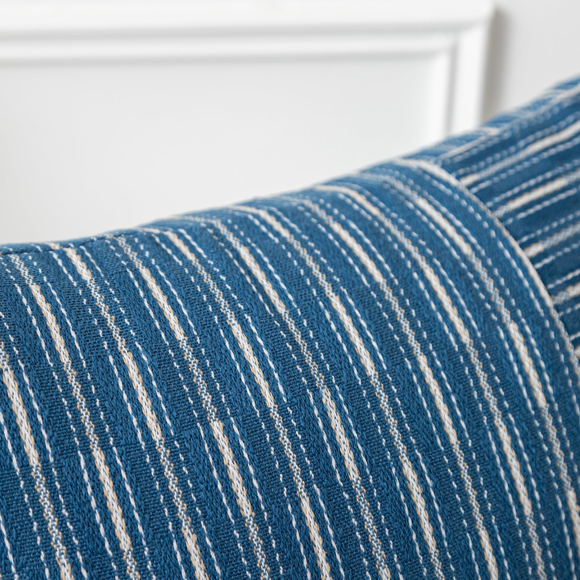 Kevin Textile - Juego de 2 Fundas de cojín Decorativas de Lino a Rayas Azul Marino y Beige, 20 x 20 Pulgadas, Fundas de cojín cuadradas Modernas para sofá, Silla, Dormitorio, decoración de otoño