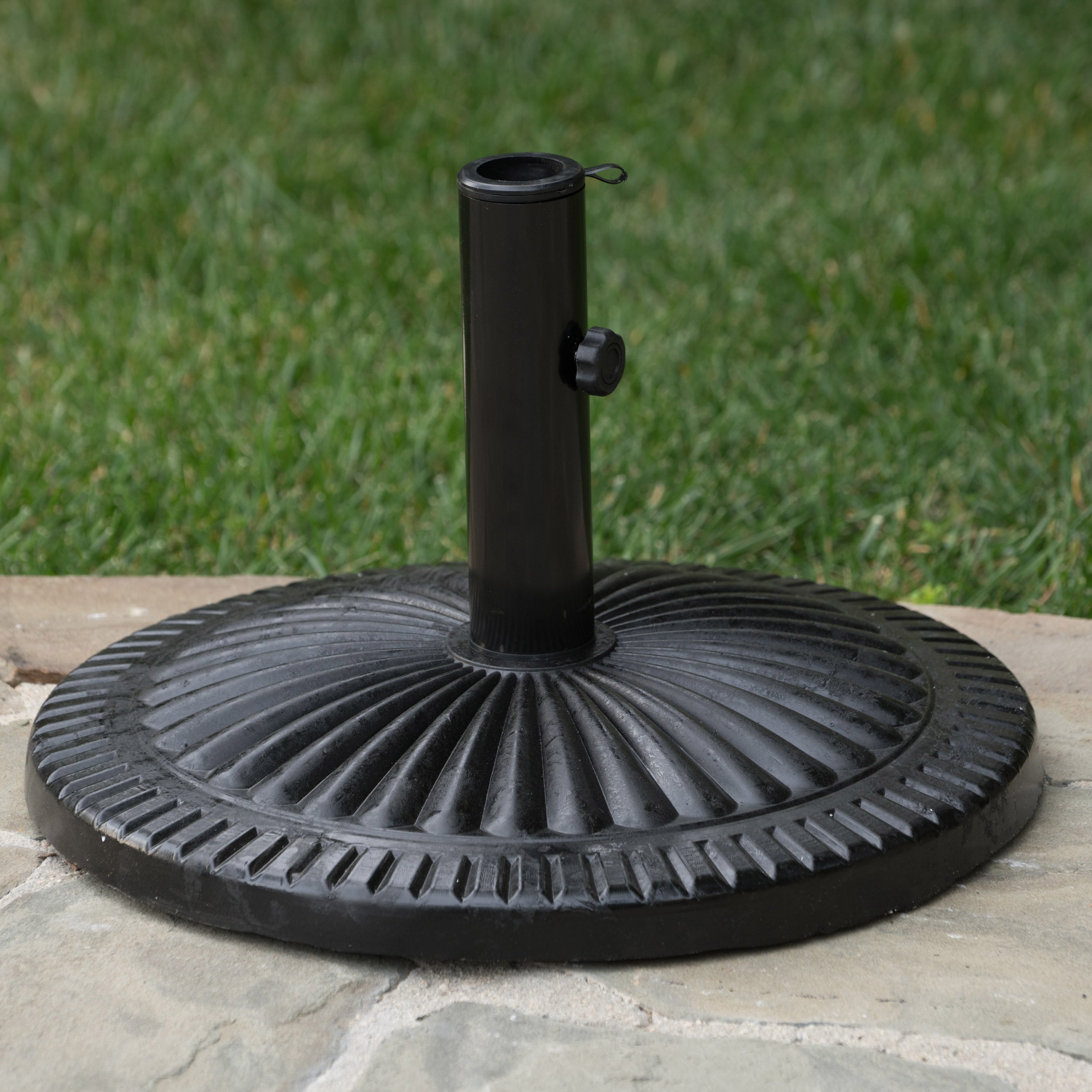 GDFStudio Christopher Knight Home Seymour Patio Furniture ~ Outdoor Black Resin and Steel Umbrella Base