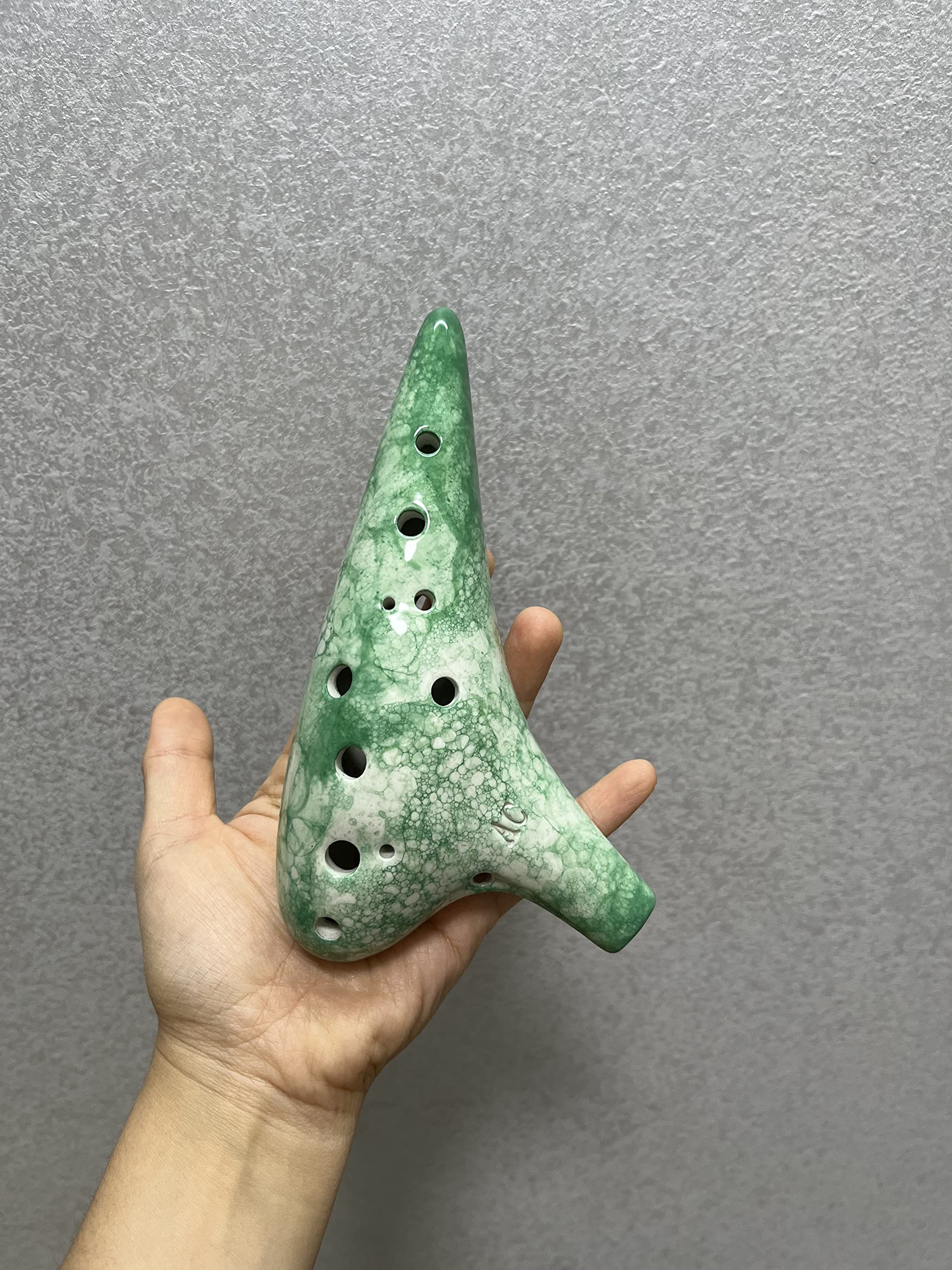 Ocarina Ocarina 12 trous avec livre de chansons pour débutant, ocarina alto do en céramique (vert bulle)