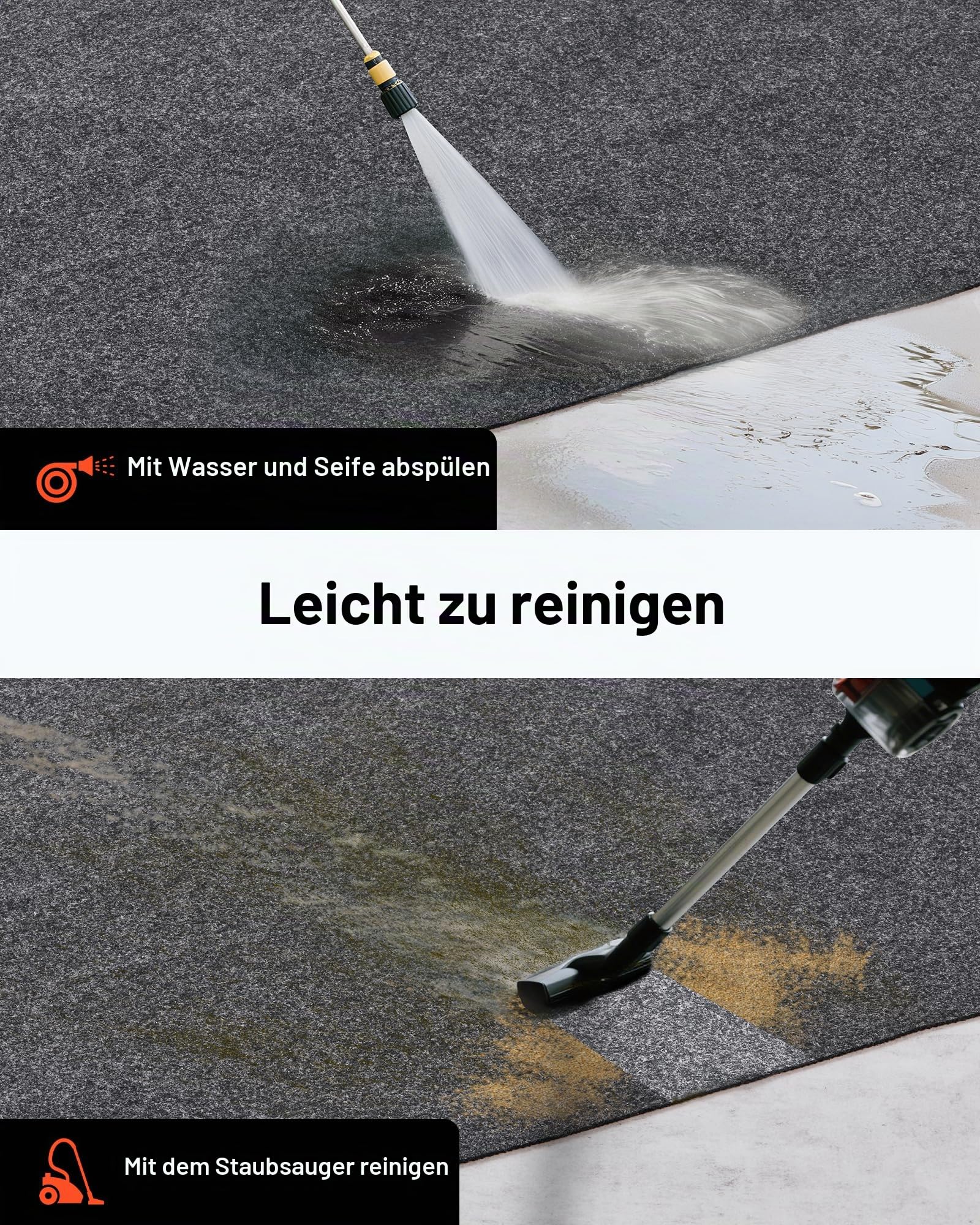 VEVOR Garagenbodenmatte 2692,4 x 6705,6 x 2,4 mm Werkstattboden 820-850 g/m² Garagenboden Filz & TPE Öl Auffangmatte Garagenmatte Servicematte Bodenschutz Bodenplatten für Garage