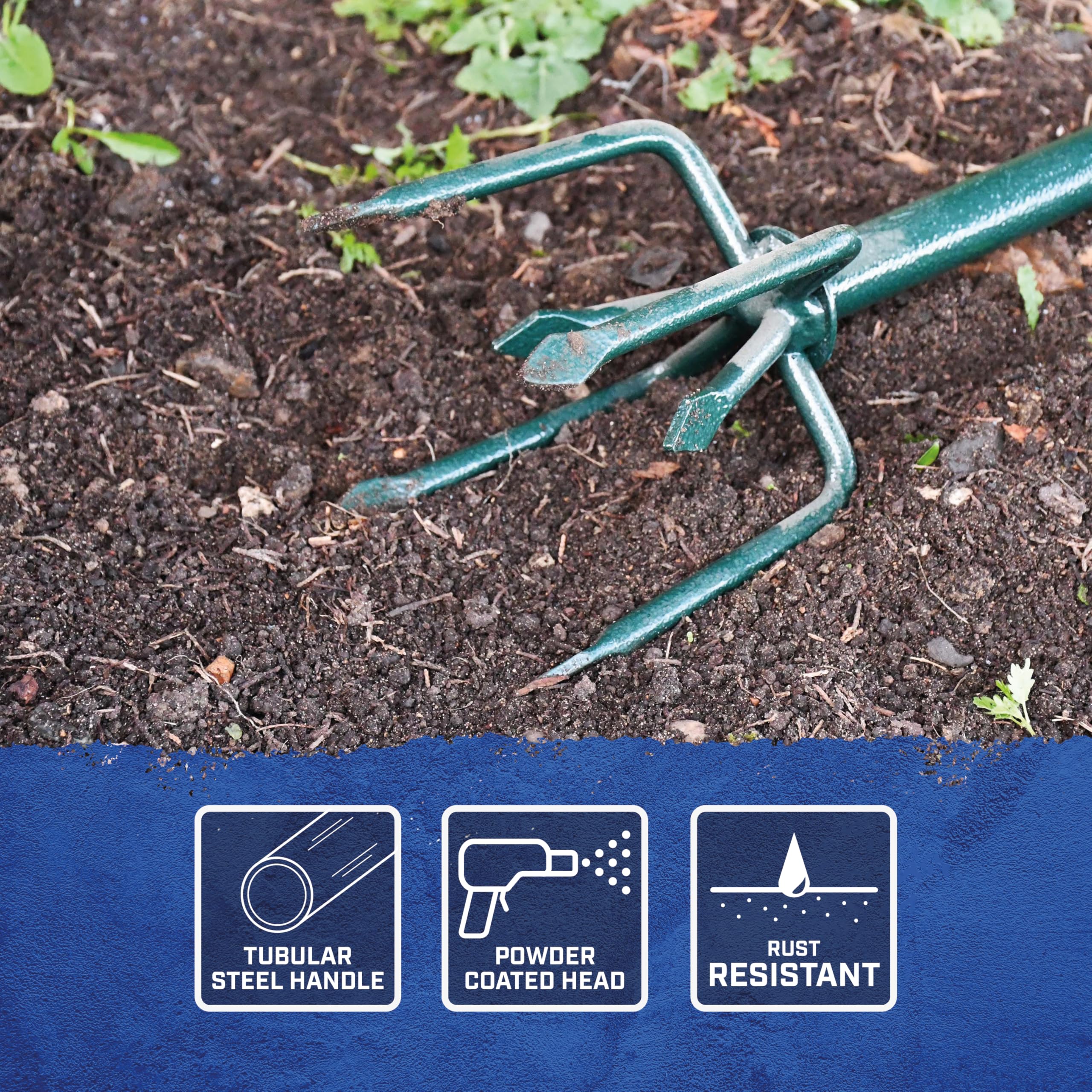 Cultivateur multidents Faithfull Countryman, Outil de Jardin en Acier au Carbone forgé pour ameublir la Terre – Longueur : 920 mm