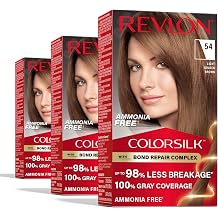 Revlon ColorSilk with Bond Repair Hair Color, 54 Light Golden Brown, 3pk