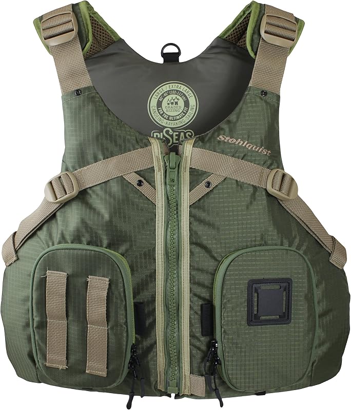Piseas Lifejacket: USCGA Approved Type III PFD, Optimized Sizing, Dual Zippered Pocket, Multiple mounting Points (Grass Green, S/M)
