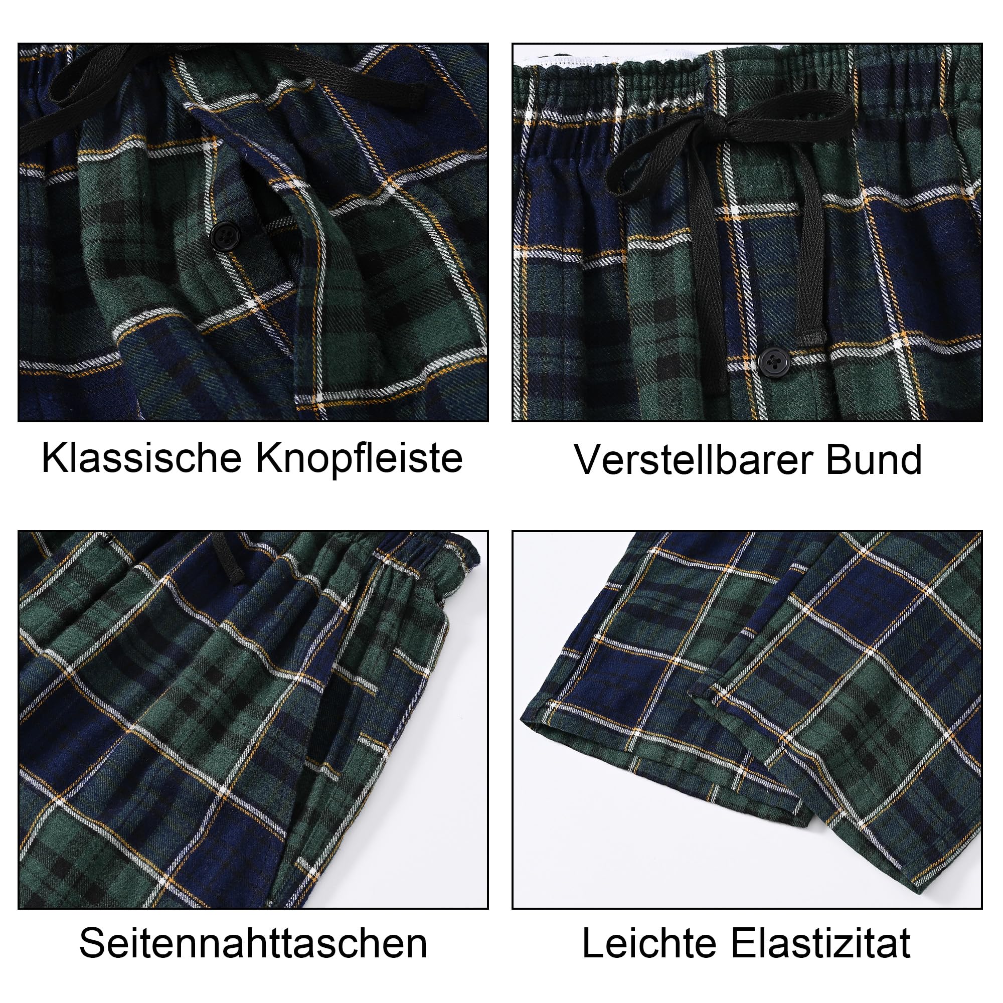 Huayuzh Lot de 3 pantalons de pyjama longs pour homme - Doux et respirant - Avec poches