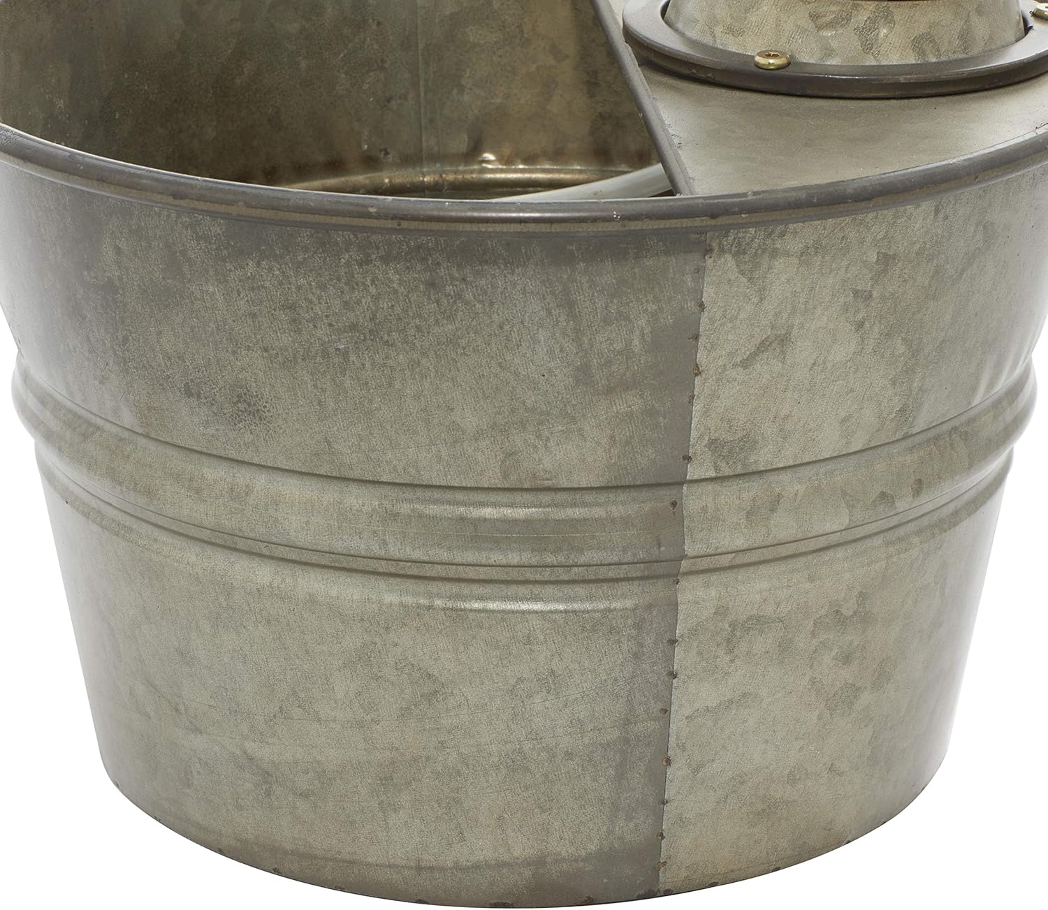 Deco 79 Metal Fountain with Pump Style Faucet, 15" x 17" x 18", Gray