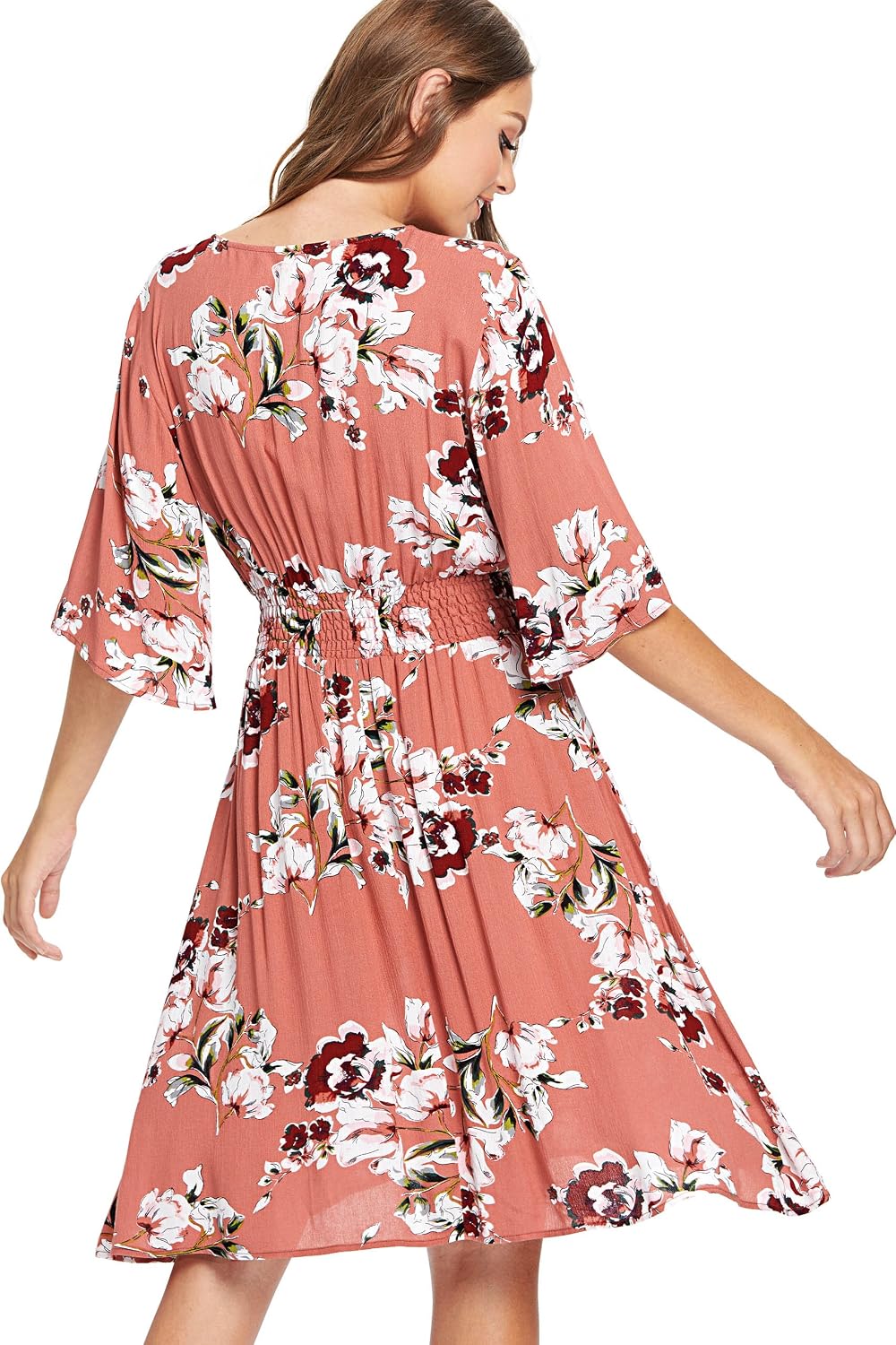 Milumia Women's Boho Button Up Split Floral Print Flowy Party Dress