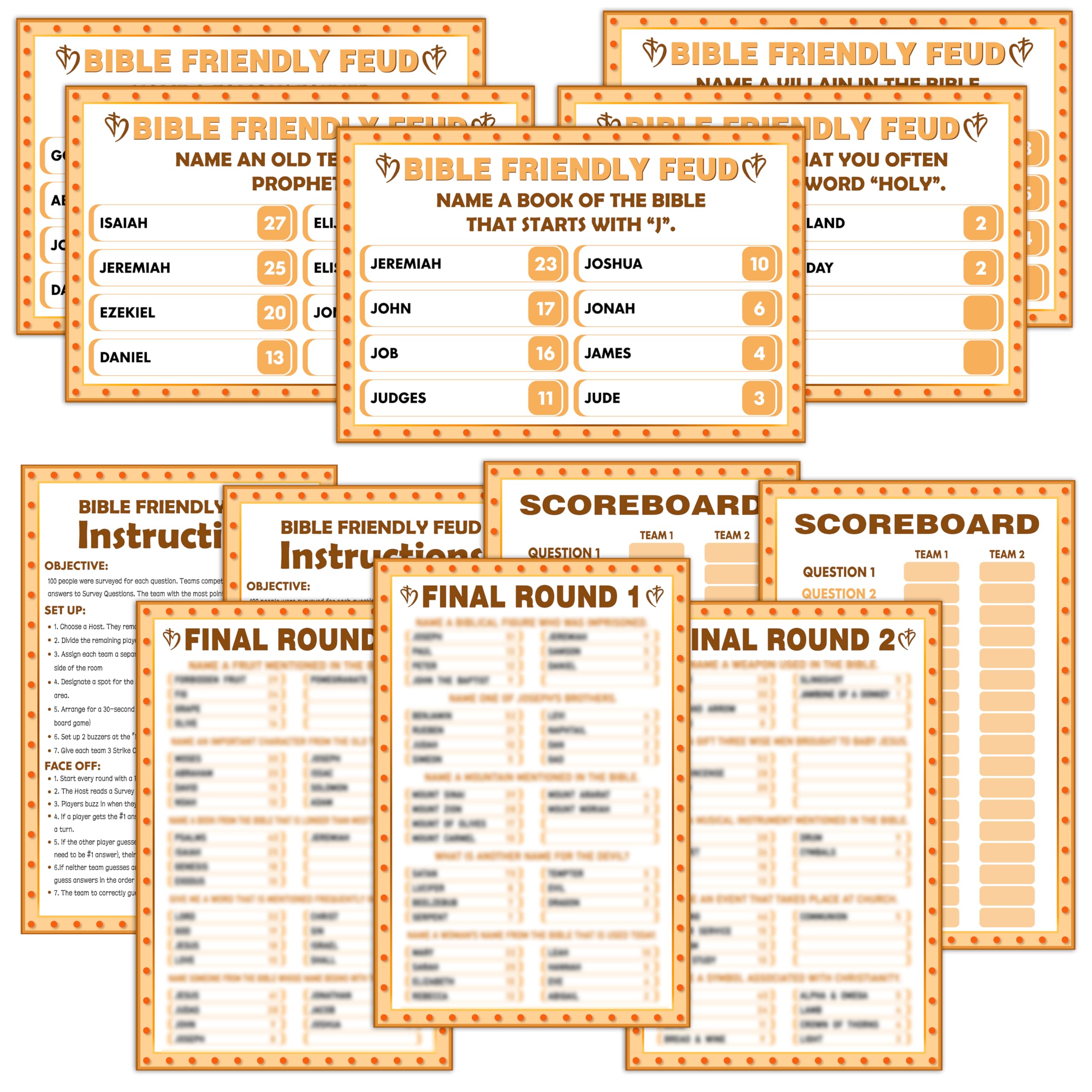 tranfvging Bible Friendly Feud Game, Christian Bible Games, Adults & Church Group, Religious Trivia, Fun Holiday Games, 29 Count, English, 4x6 Inches,