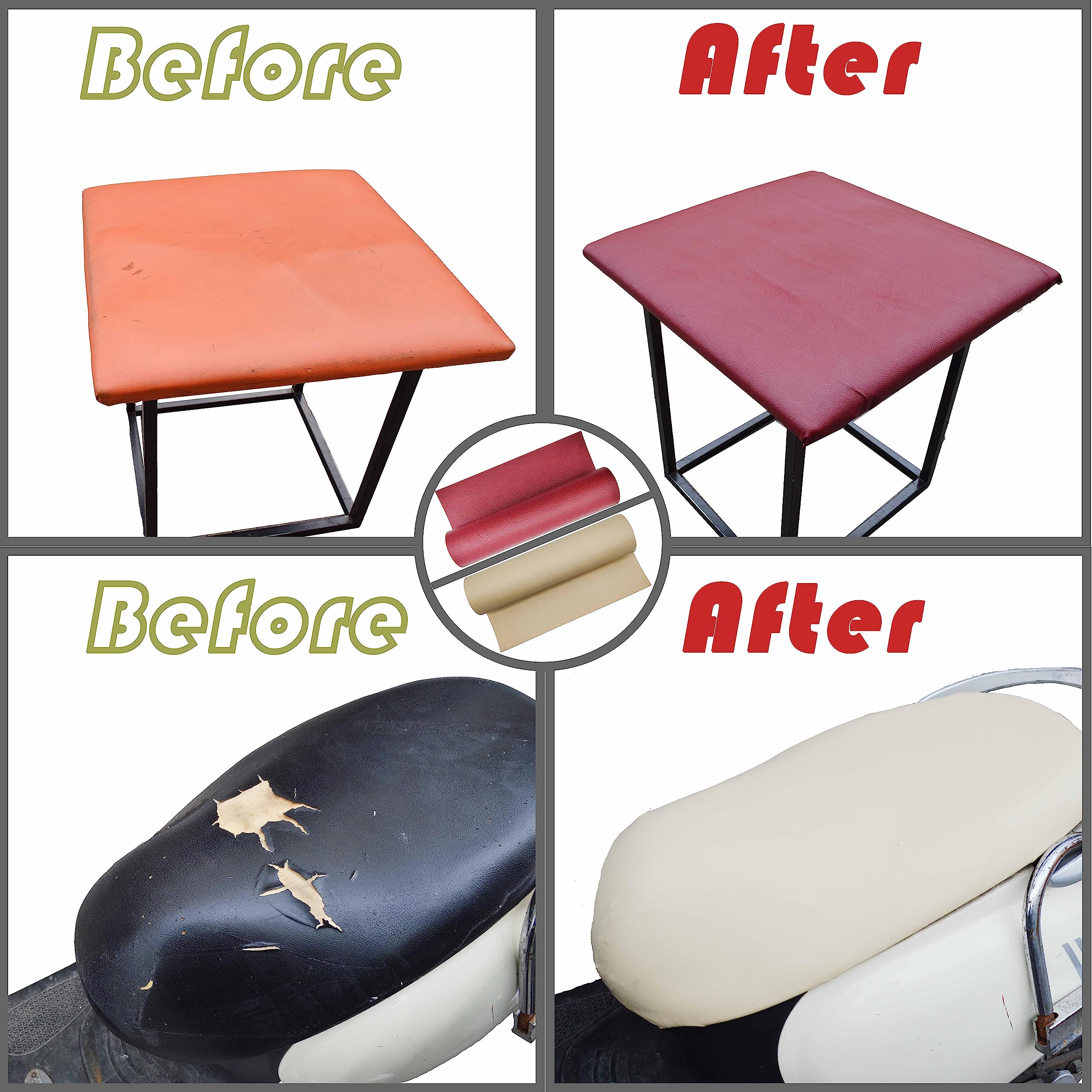 Reparation PU Cuir, Patch Cuir Auto-adhésif Rénovation, Cuir Adhesif Reparation Canapé Bricolage 60 * 300cm Bourgogne