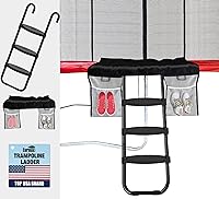 Vista 11 de Eurmax USA - Escalera deslizante universal para cama elástica fácil de montar, acero resistente, accesorio para trampolín para niños, para subir