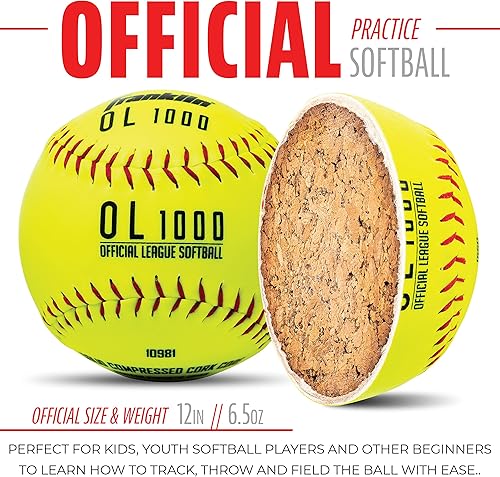 Miniatura 4 de Franklin Sports Practice Softballs - OL1000 Fastpitch 12" Inch Yellow Softballs - Official Size + Weight Practice Balls for Youth + Beginner Players