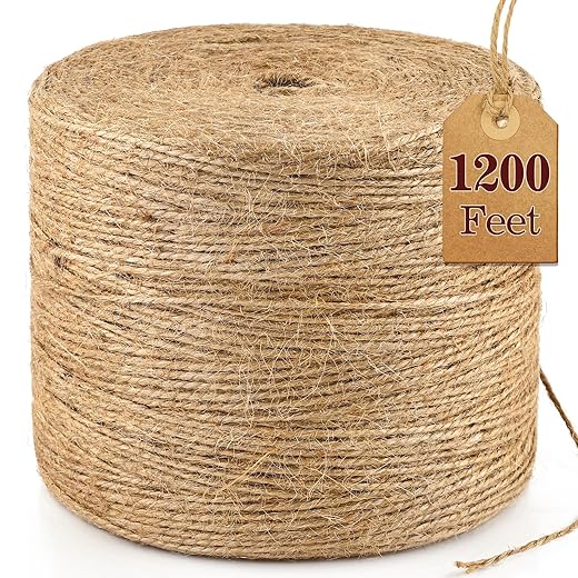 XSEINO 1200 Feet Natural Jute Twine Strong Garden Twine Rope for Arts Crafts Gift Wrapping Gardening Tomato Climbing Plant Tie Floristry Packing Decor