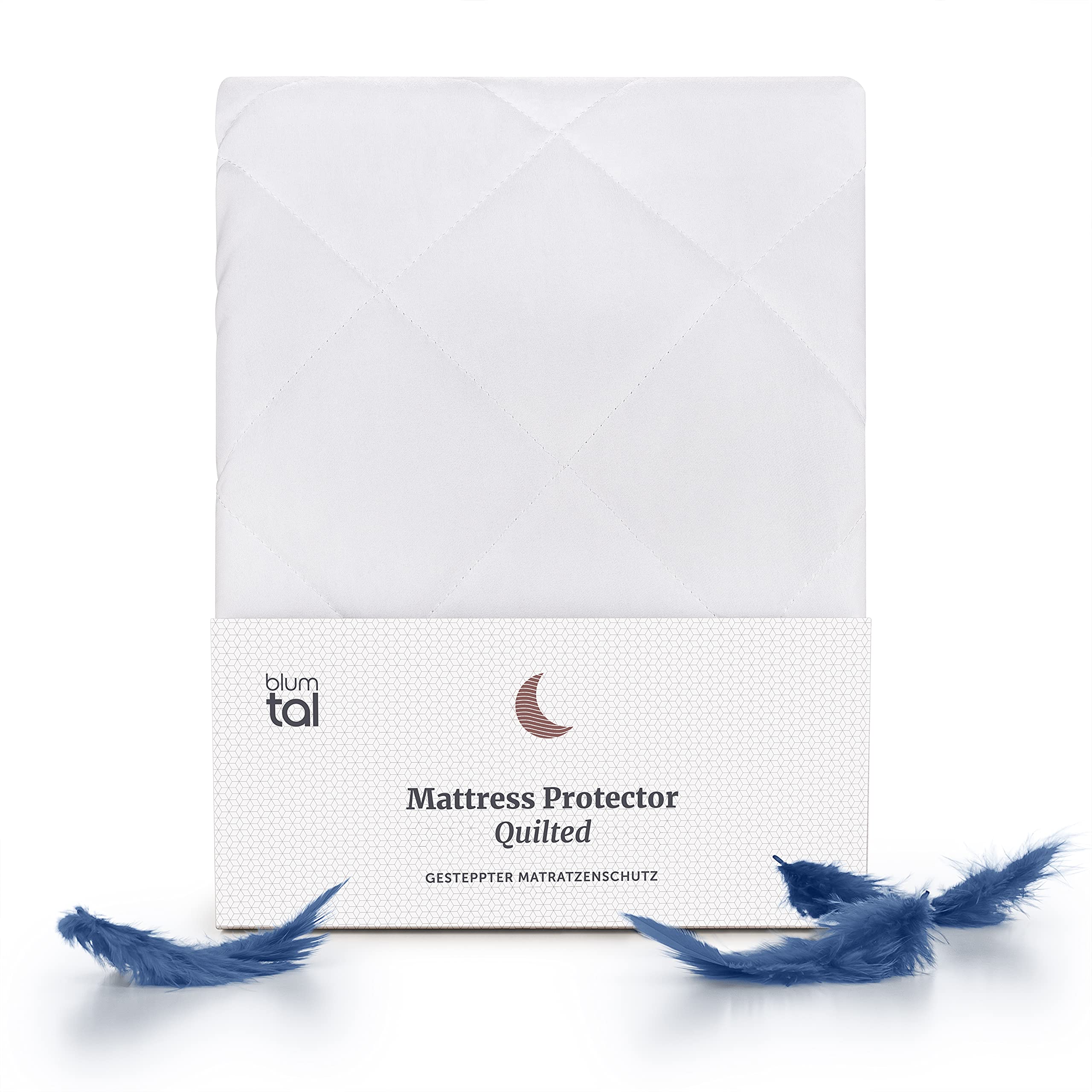 BlumtalQUILTED Mattress Protector DOUBLE SIZE - Super Soft Padding, Extra Deep Mattress Protector, Protection against Bed Bugs - 135 x 190 x 40 cm (53" x 75" x 16")