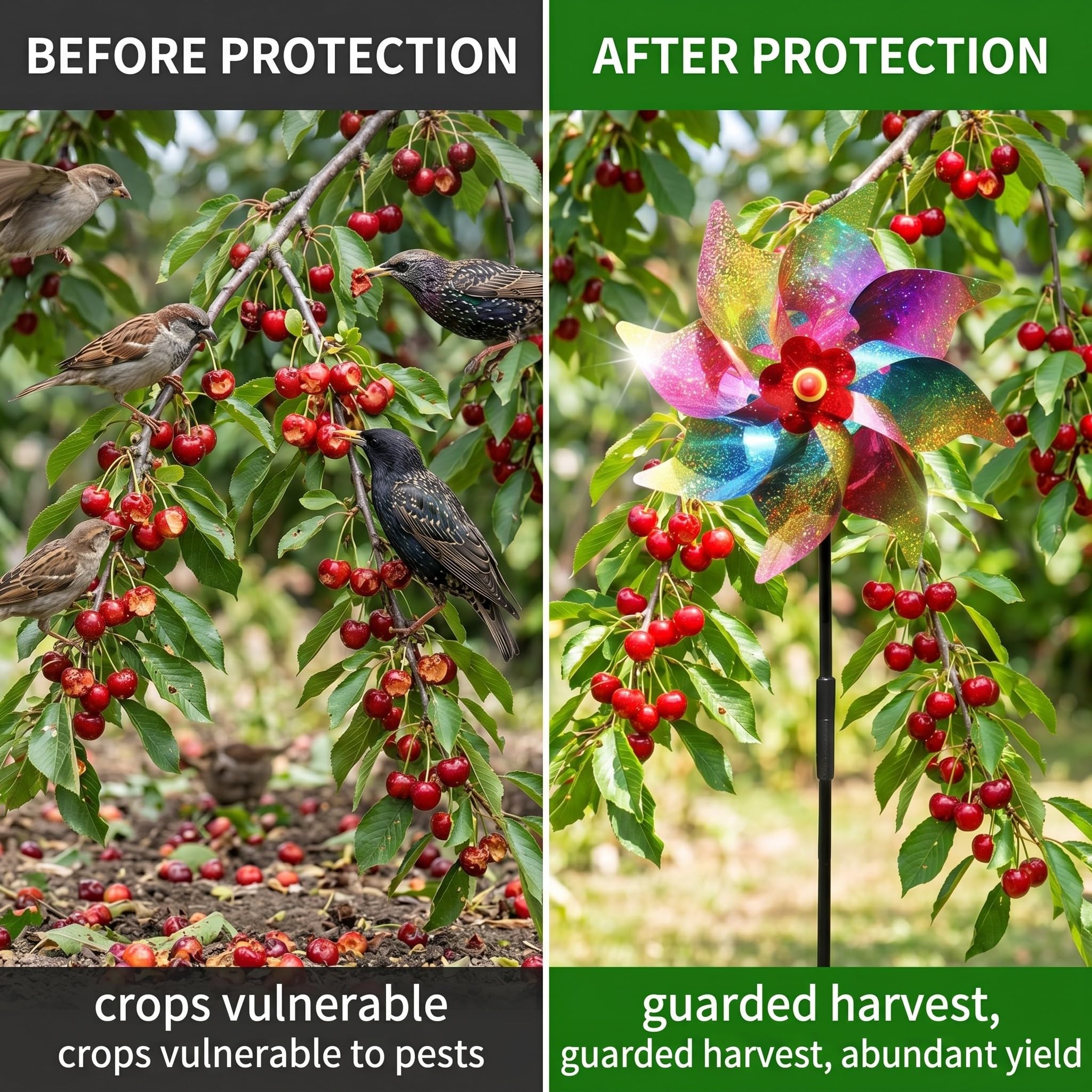 4 Pezzi Girandole Spaventa Uccelli,Con Effetto Riflettente,Per Decorazione Da Giardino Per Proteggere Frutteti,Alberi e Colture - Colorato