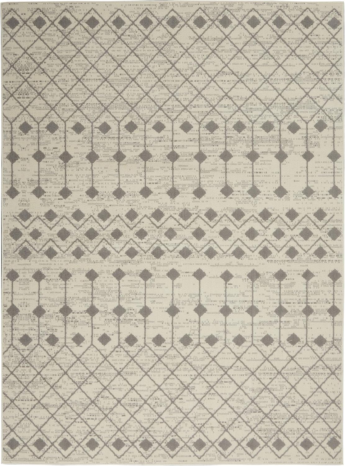 Nourison Grafix Moroccan Ivory/Grey 6' x 9' Area Rug, Easy Cleaning, Non Shedding, Bed Room, Living Room, Dining Room, Kitchen (6x9)