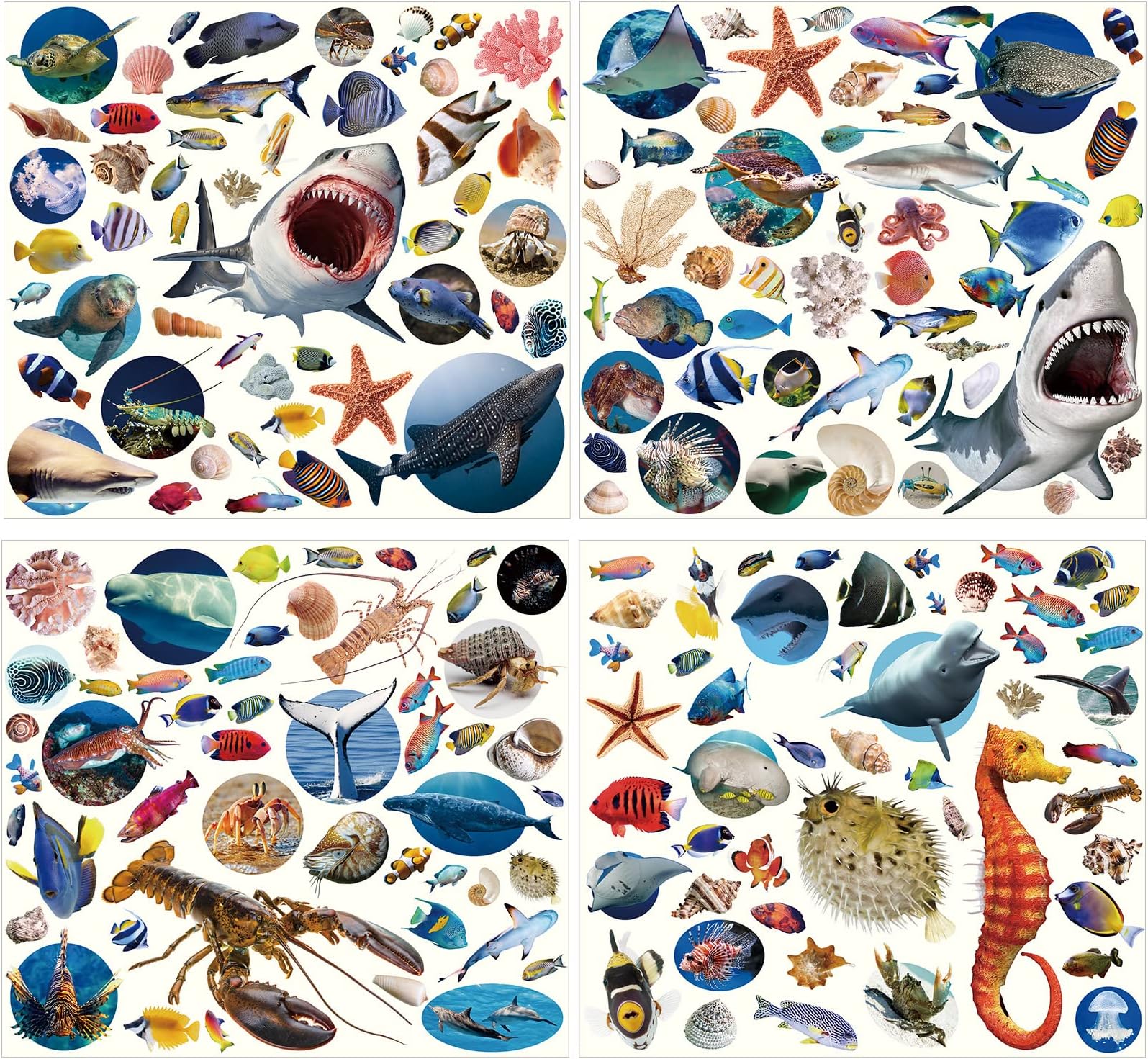 Zonon 800 Pieces Ocean Sea Animal Stickers Waterproof Under The Fish Animal Stickers for Ocean Sea Party Favors, Scrapbooking, Water Bottle Scrapbook Class Rewards Fish Party Supplies