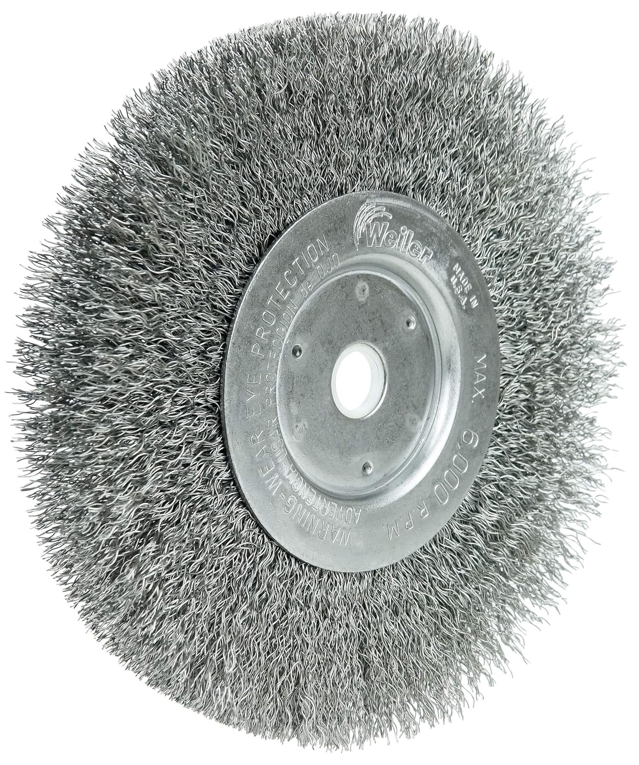 Weiler 01055 6" Narrow Face Crimped Wire Wheel, .0104" Steel Fill, 5/8"-1/2" Arbor Hole, Made in The USA (Pack of 10)