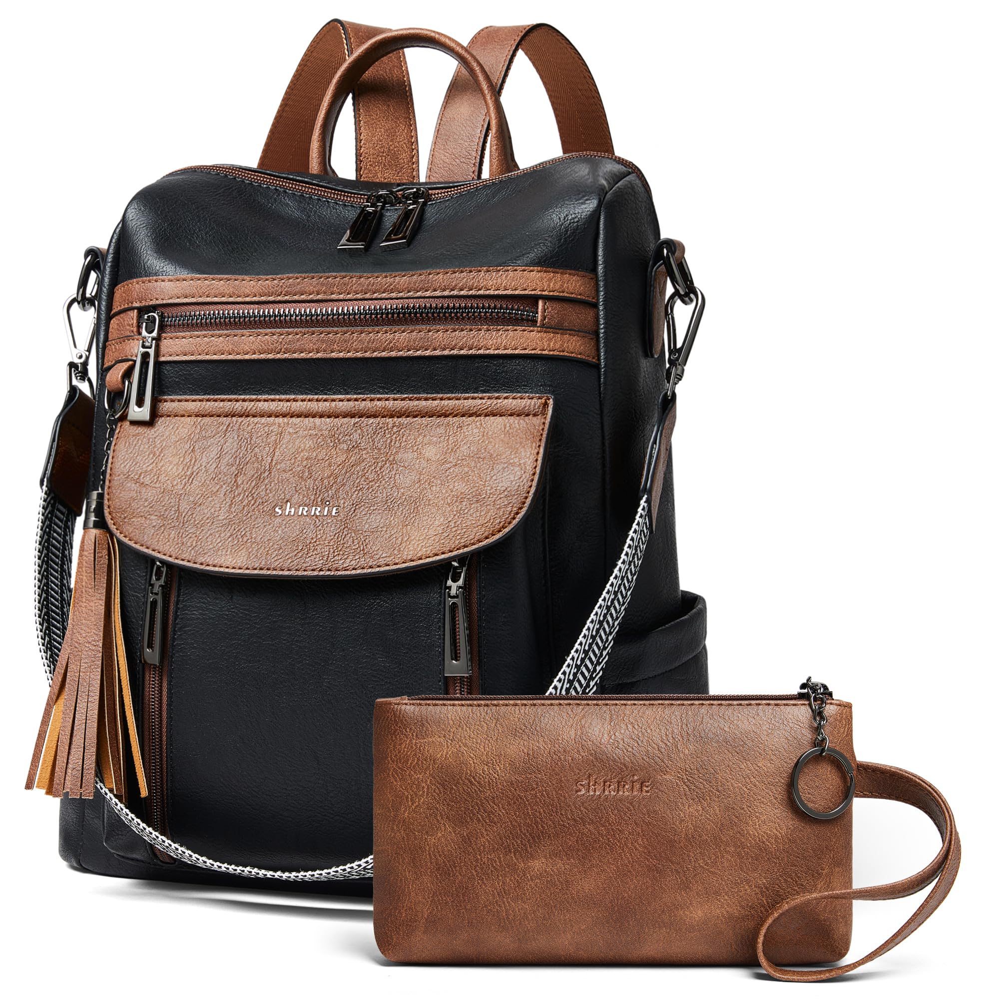 Shrrie Rucksack für Damen, modischer Leder-Rucksack, Geldbörse, Designer-Reiserucksack, Schultertasche, 2-8 Vintage Dunkelgrün, Modern