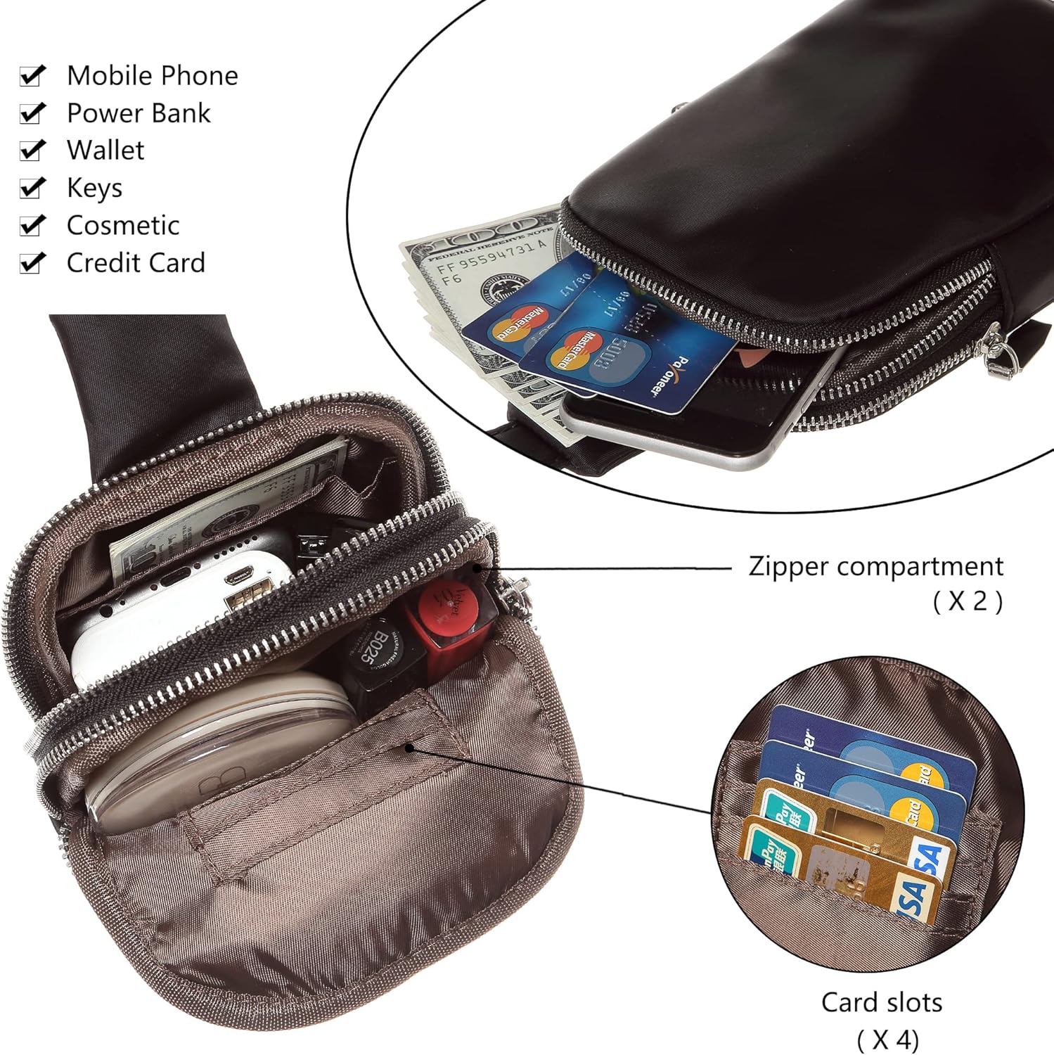 INICAT Nylon Crossbody Sling Bags For Women Small Cross Body Fanny Pack Phone Travel Purses Gifts - Image 7