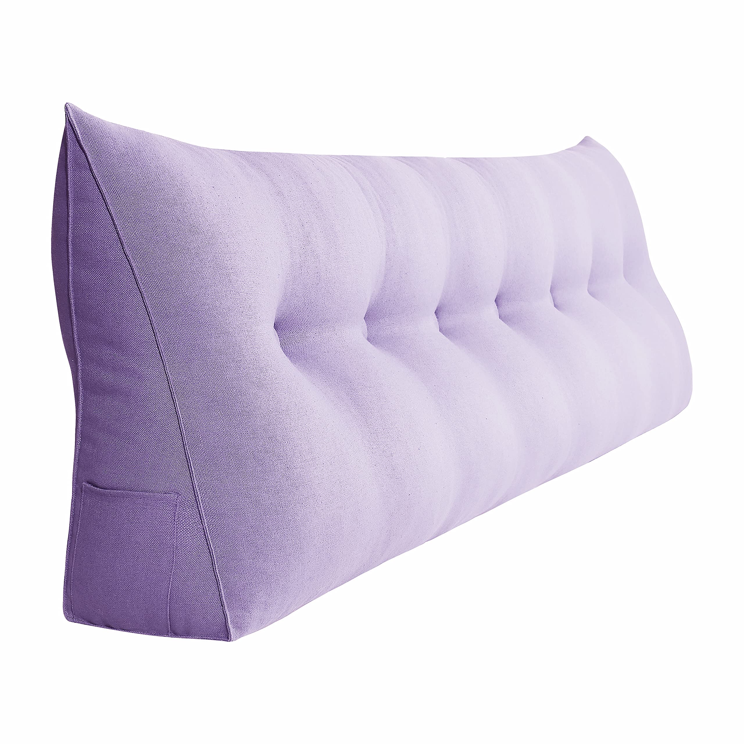 VERCART Triangular Headboard Wedge Pillow Daybed Pillows Bed Headboard Pillow Wedge Bed Rest Reading Pillow Gap Filler Triangle Back Cushion Lumbar Positioning Upholstered Linen Lavender 76 Inches