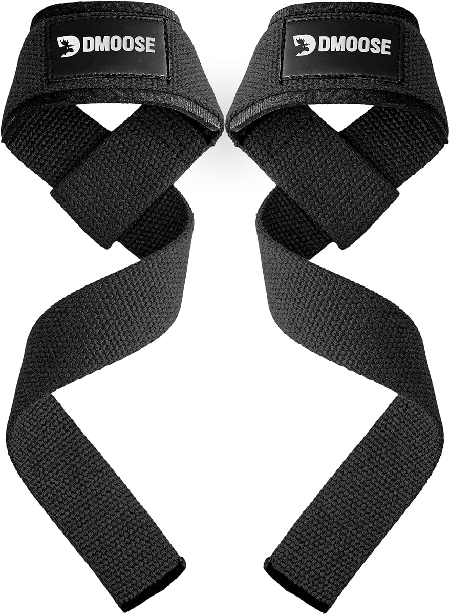 DMoose Fitness Lifting Straps 24" (Pair) - 5mm Padded Durable Wrist Straps for Weightlifting & Powerlifting - Cotton Lifting Strap with Silicone Grip for Men & Women - Deadlift Strap for Gym Workout