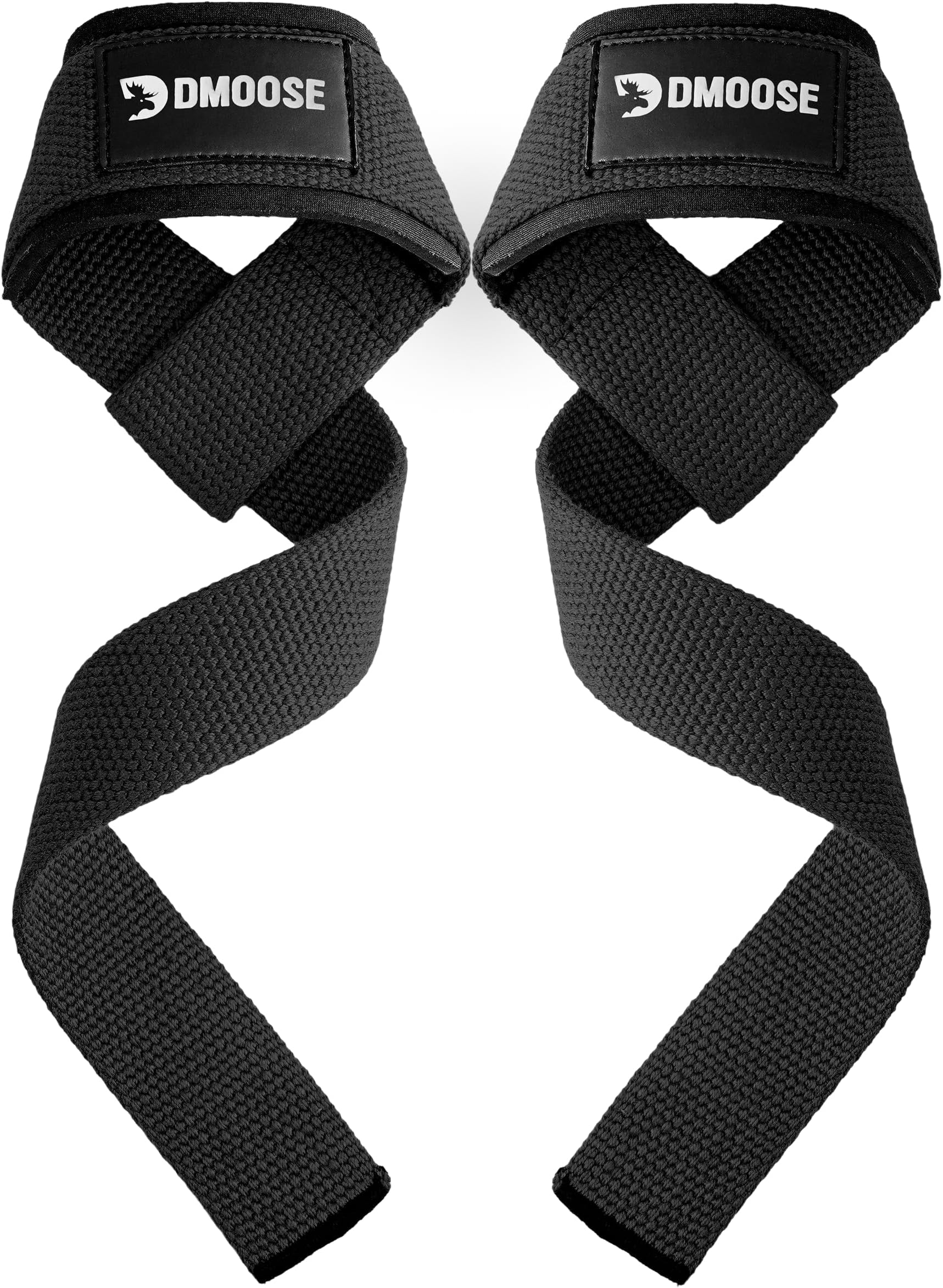 DMoose Fitness Lifting Straps 24" (Pair) - 5mm Padded Durable Wrist Straps for Weightlifting & Powerlifting - Cotton Lifting Strap with Silicone Grip for Men & Women - Deadlift Strap for Gym Workout