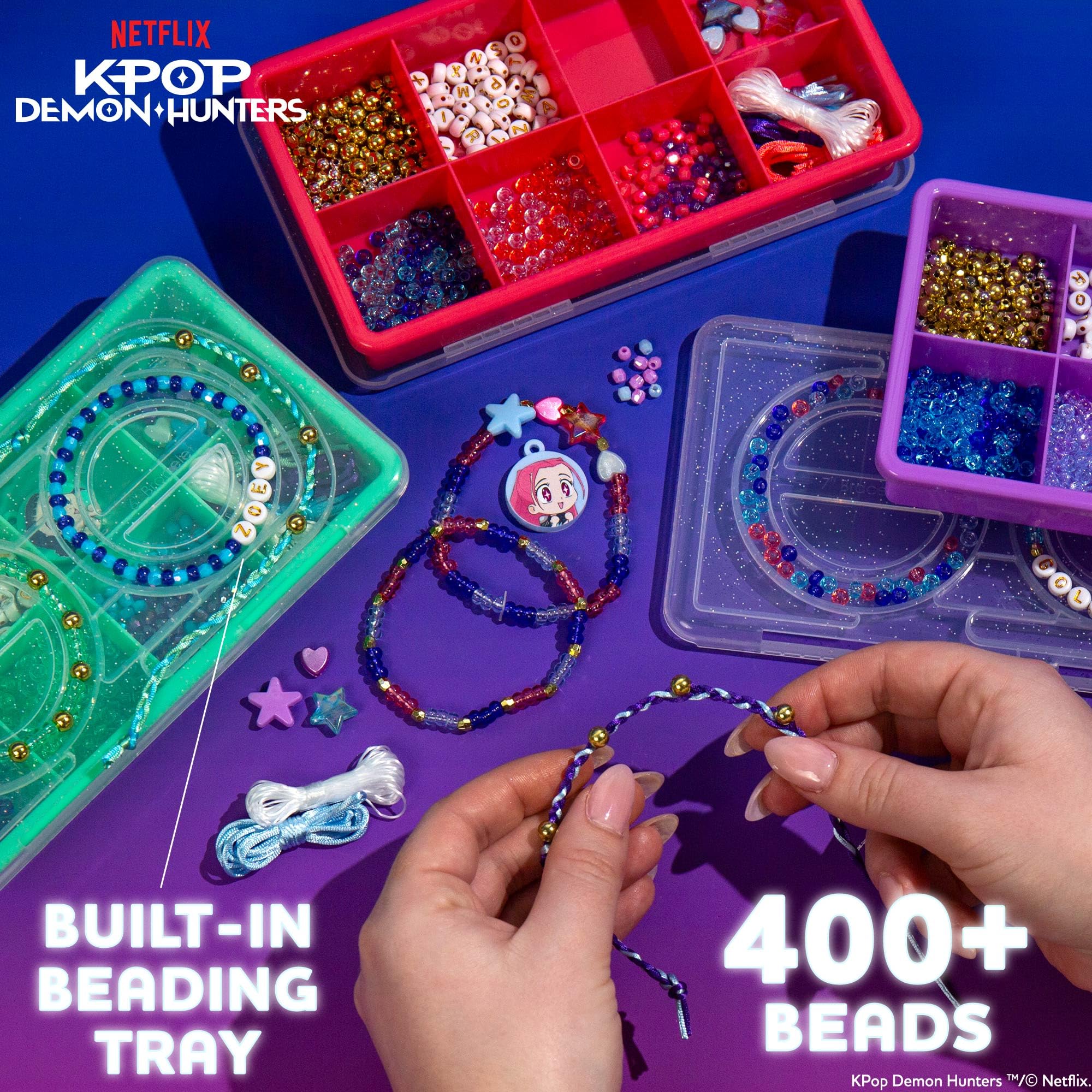 Kpop Demon Hunters™ Friendship Bracelet Kit, 3-Pack, Rumi, Mira & Zoey Bracelet Making Kits, Beads for Jewelry Making, Kpop Charms & Travel-Friendly Bead Case, Official K Pop Demon Hunters Merch - 2