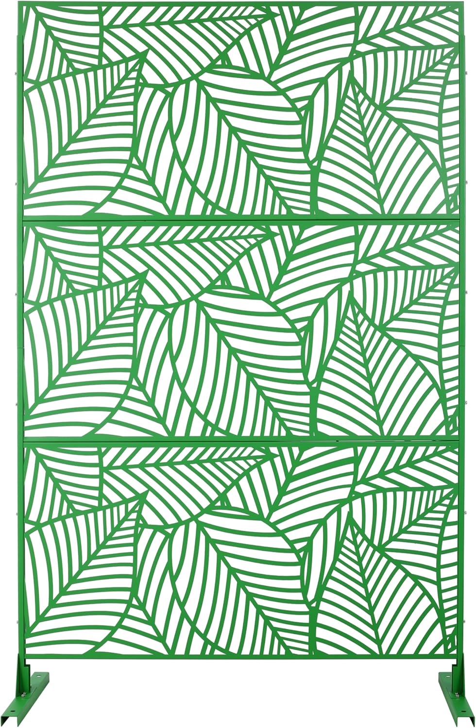 LuckyNote Outdoor & Indoor Screen Metal Privacy Screen 76" H×48" W, Freestanding Decorative Privacy Screen for Deck Balcony Patio, Privacy Fence Panels for Outside Lawn (Green Color, Light)