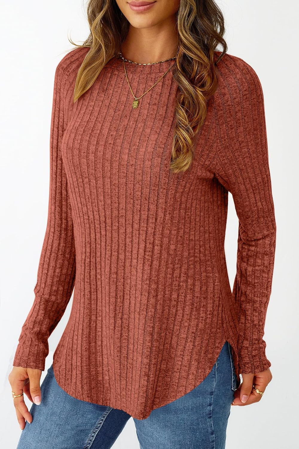 NORACORA Long Sleeve Shirts for Women Crew Neck Tunic Tops Loose Fit Lightweight Pullover Sweaters Trendy 2025 - Image 2