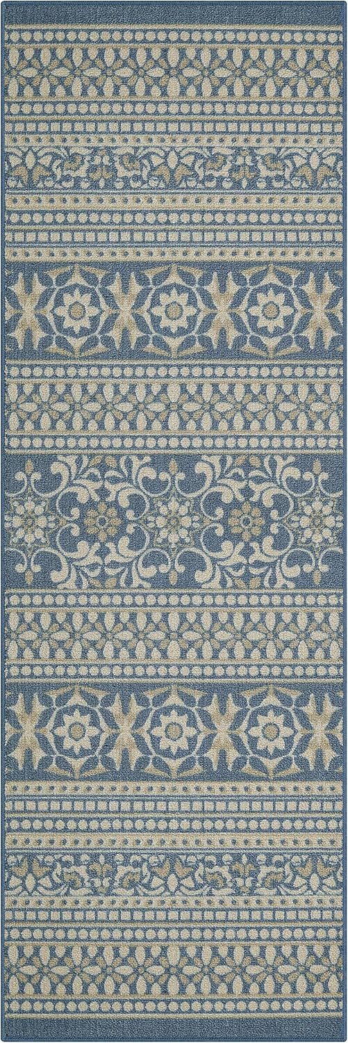 Maples Rugs Zoe Runner Rug Non Slip Washable Hallway Entry Carpet [Made in USA], 2 x 6, Blue