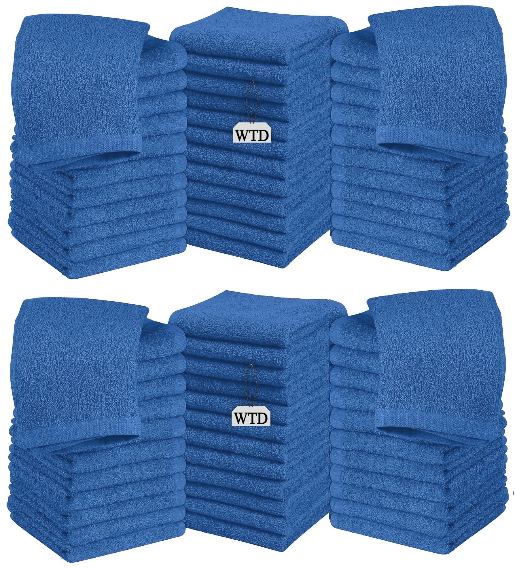 Wholesale Trade Dealz Blue Pack Of 6, 12, 24 & 48 Cotton Face Cloth Towels 500-Gsm Super Soft 100% Egyptian Cotton Flannels Premium Washcloths Hotel Saloon Gym Towel Facial Cloths (24, )