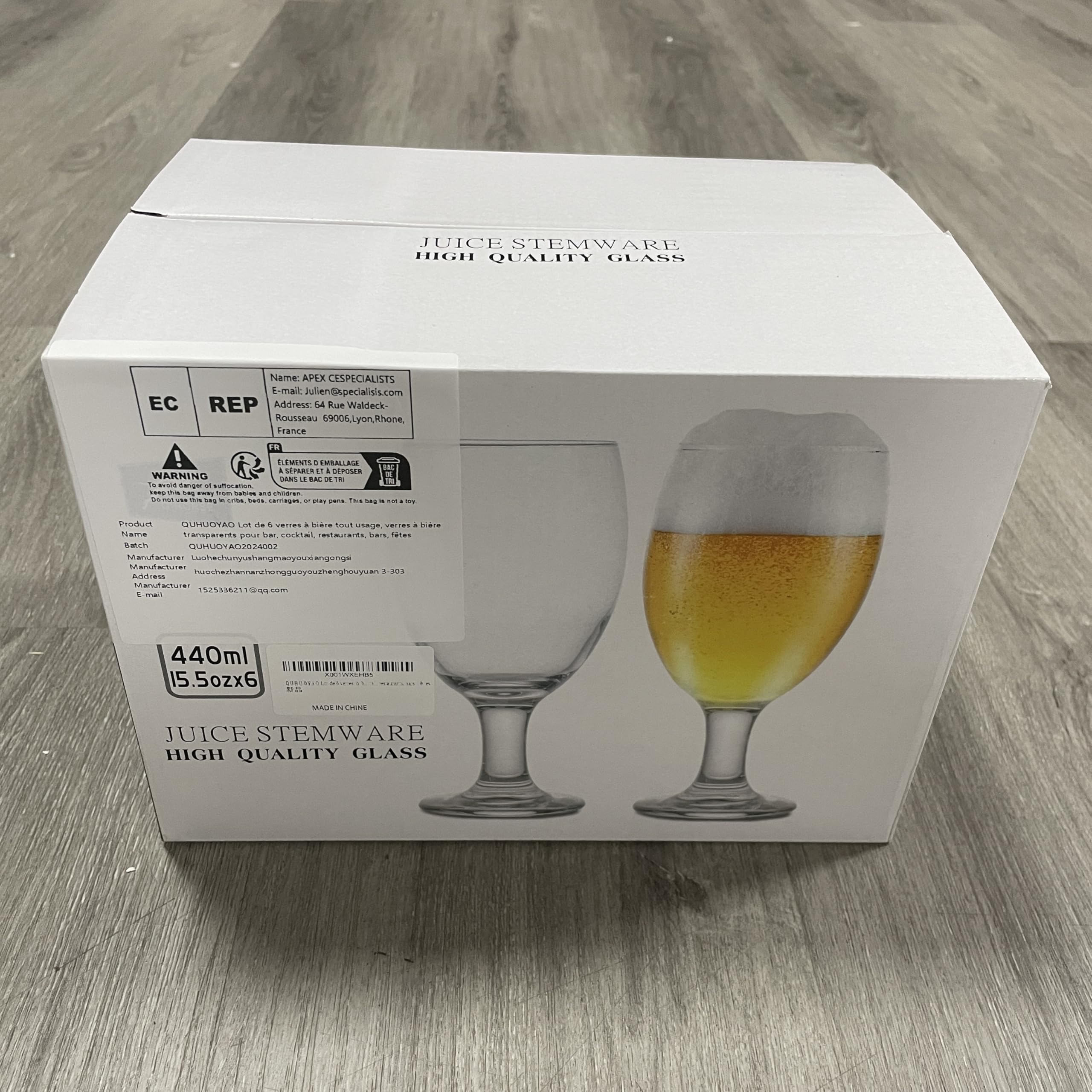 Lot de 6 verres à bière tout usage, verres à bière transparents pour bar, cocktail, restaurants, bars, fêtes