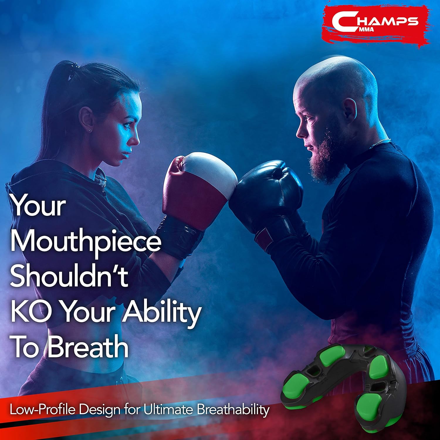 Champs MMA Mouth Guard with Case – Martial Arts Training Equipment Mouthpiece– Wrestling Mouthguard for Boxing, Muay Thai, Contact Sports for Adults and Kids 10+ Boxing Equipment (Black/Green) : Sports & Outdoors