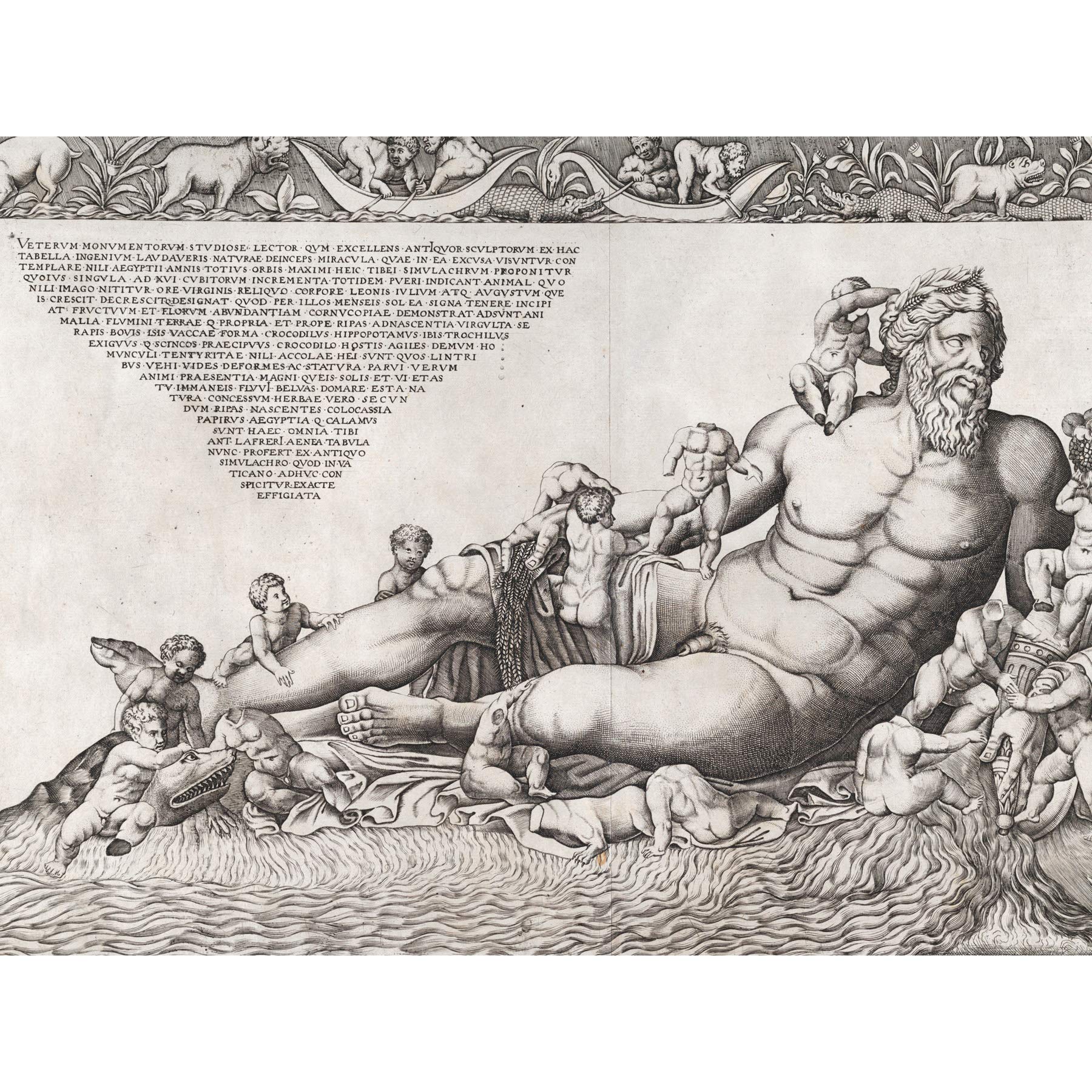 Beatrizet Nile River Allegorical Roman Engraving Large Wall Art Poster Print Thick Paper 18X24 Inch