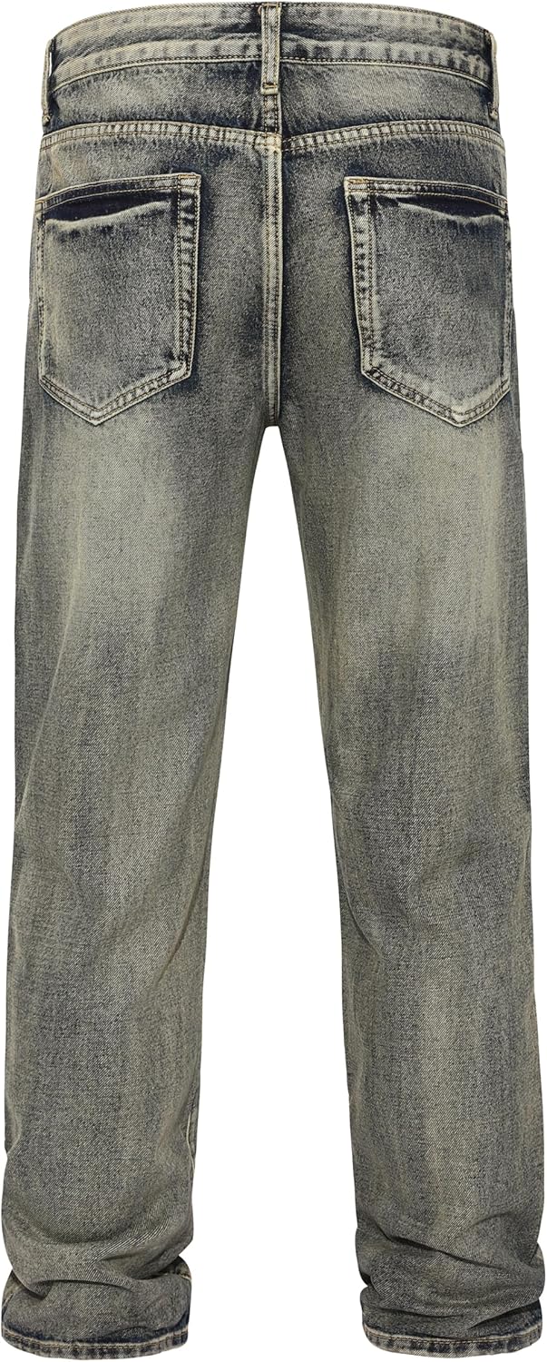 Men's Ripped Regular Fit Straight-Leg Jeans - Streetwear Y2K Hip Hop Distressed Non-Stretch Denim Pants - Image 6