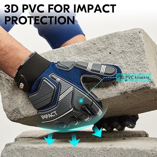 Miniatura 2 de Vgo... guantes de trabajo de seguridad - guantes de mecánico, guantes de impacto y antivibración - guantes de aparejador y de trabajo pesado (M,