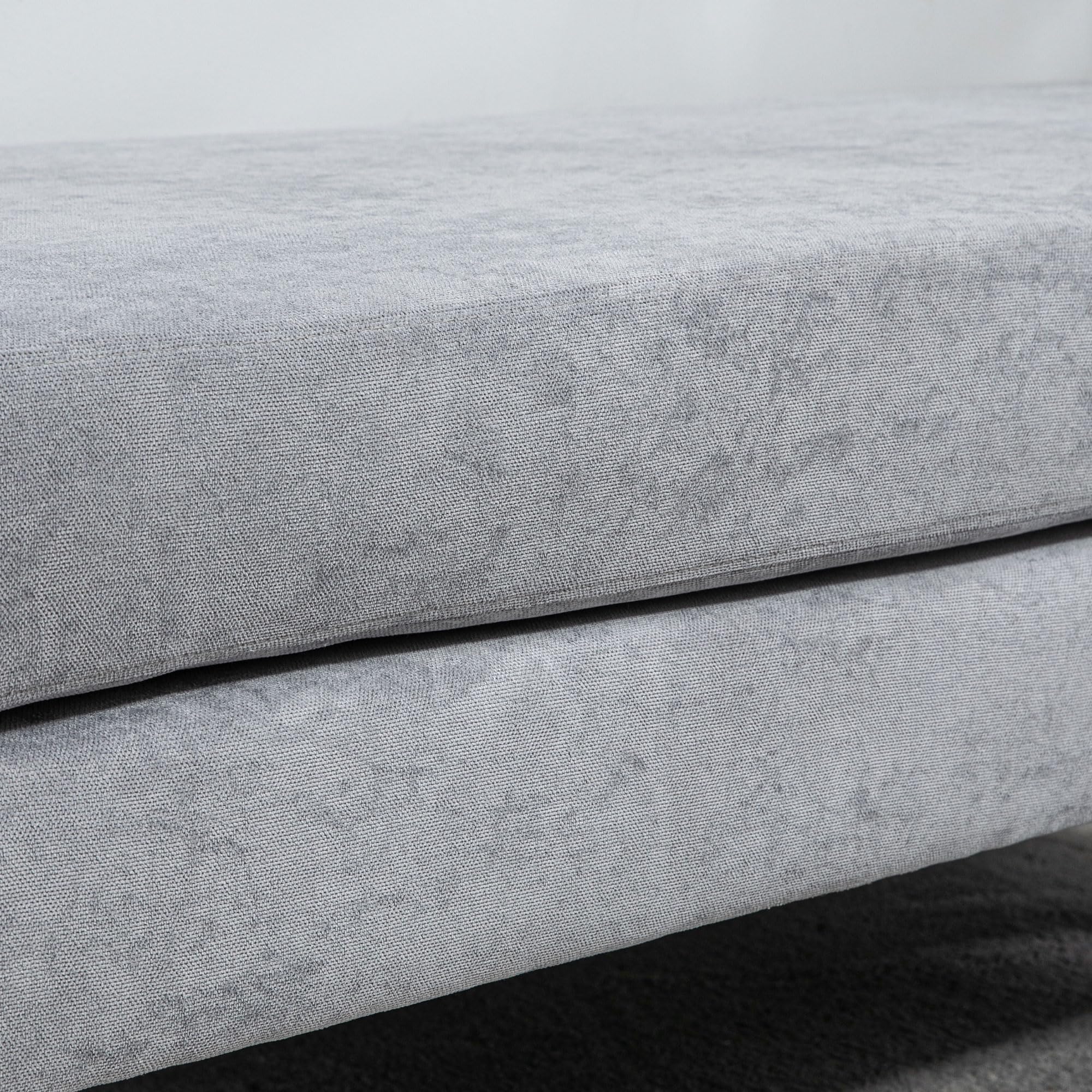 HOMCOM Banc Bout de lit Banquette Banc d'entrée Coussins d'assise Double Pieds en Acier Design Moderne Grande capacité de Charge 120 Kg 121 x 50,5 x 46,5 cm Gris Clair