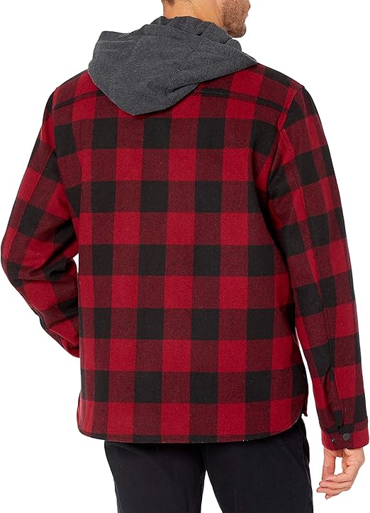 red and black checkered wool jacket