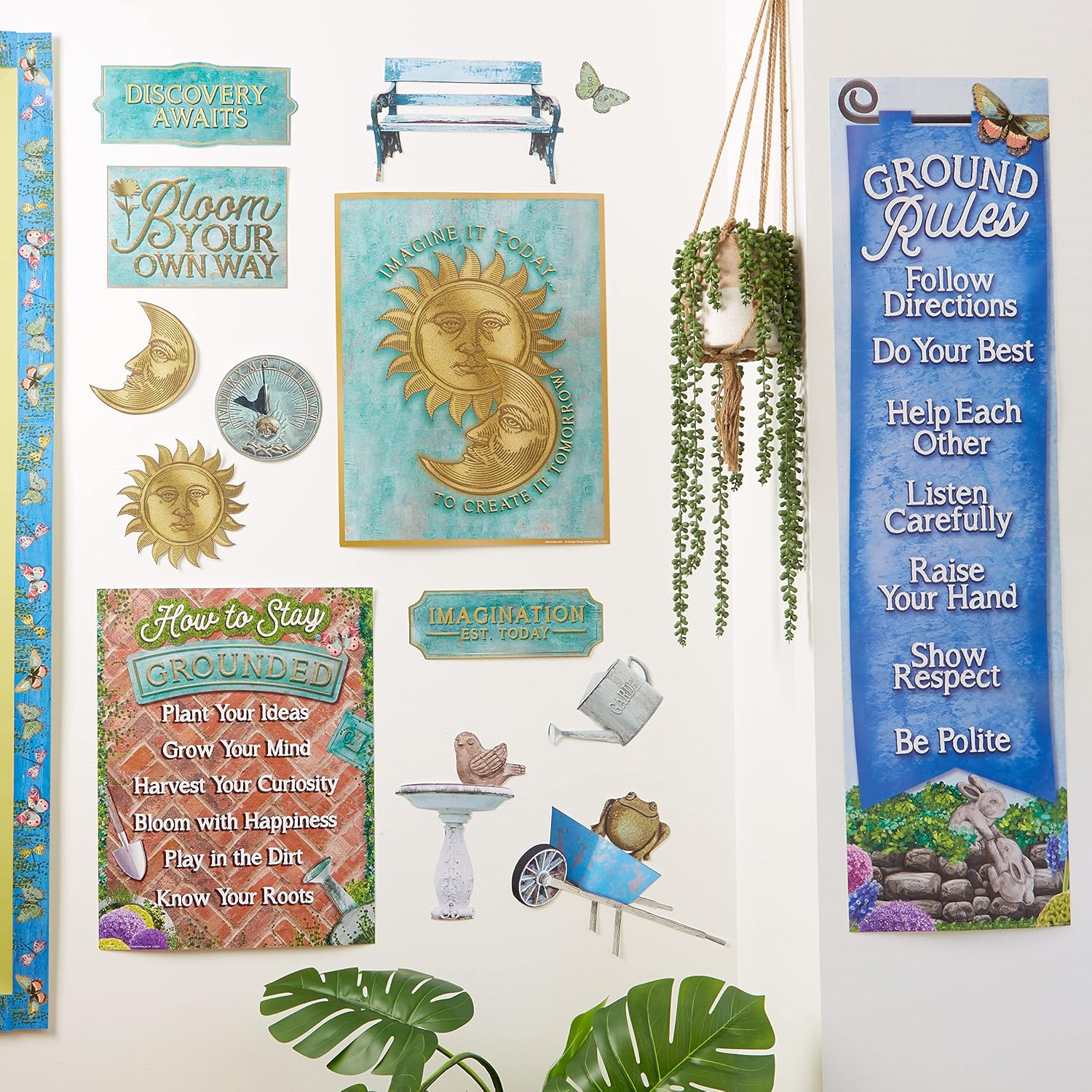 Eureka Curiosity Garden Ground Rules Vertical Classroom Banner for Teachers, 12" x 45" image 5