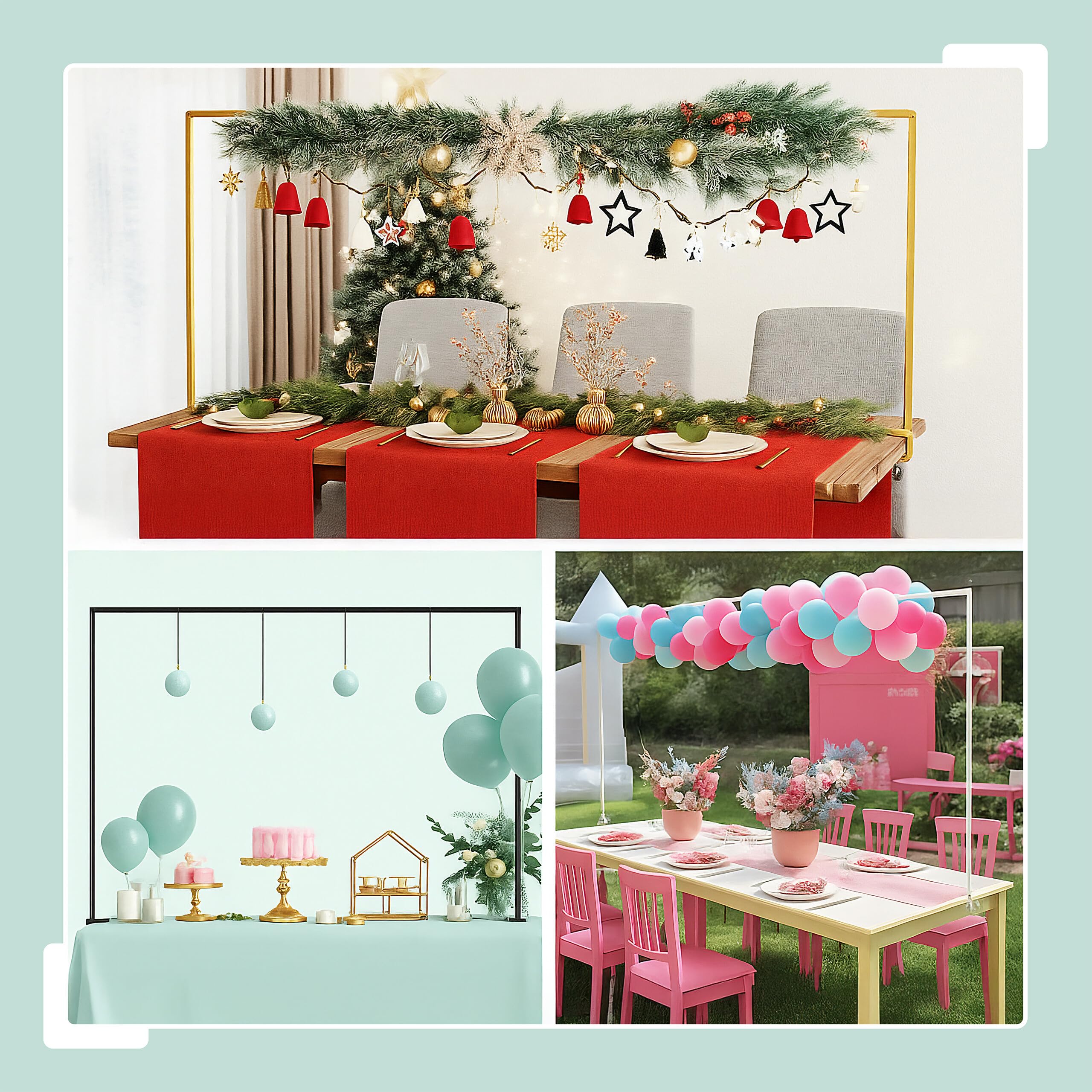 Relaxdays Arco Mesa Decorativo, Extensible, H: 78,5–118cm, L: 107–265cm, Marco Globos, Decoración Fiestas o Boda, Blanco