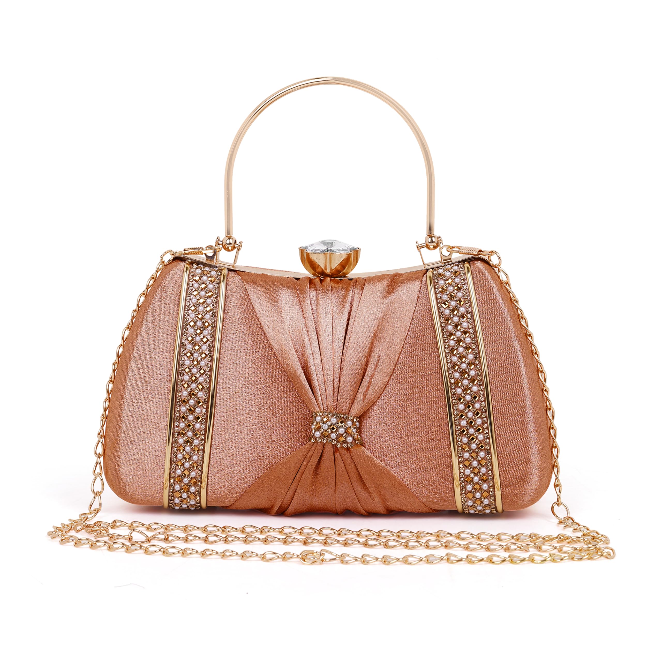 hard craft Clutch Purse For Women | Crystal Clasp Closure | Elegant Evening Party Handheld Purse With Detachable Chain Strap For Woman| Stylish Ladies Handbag for Bridal, Wedding, Birthday Gifts.-picture-20
