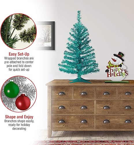 Vista 16 de National Tree Company - Árbol de Navidad artificial, oropel negro, incluye soporte, 3 pies