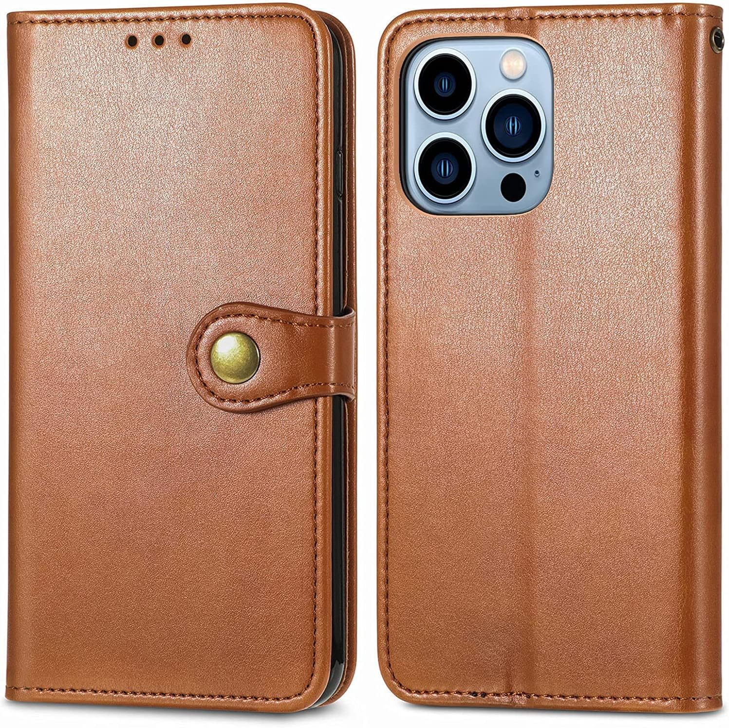 Wallet Case for iPhone 14/14 Plus/14 Pro/14 Pro Max with Card Holder, Premium Handcrafted Leather Magnetic Closure Case Shockproof TPU Shell Flip Folio Phone Case (Color : Preto, Size : 14Pro