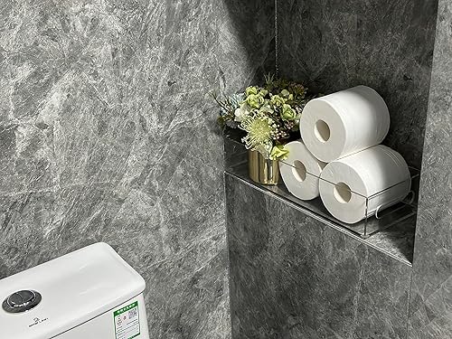Miniatura 4 de IEEK Cesta de papel higiénico, soporte de papel higiénico acrílico con bandeja de baño moderna con asa y alfombrillas antideslizantes para