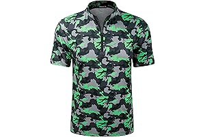 TAPULCO Men's Stand Up Collar Quick Dry Breathable T-Shirt Printed Athletic Sports Performance