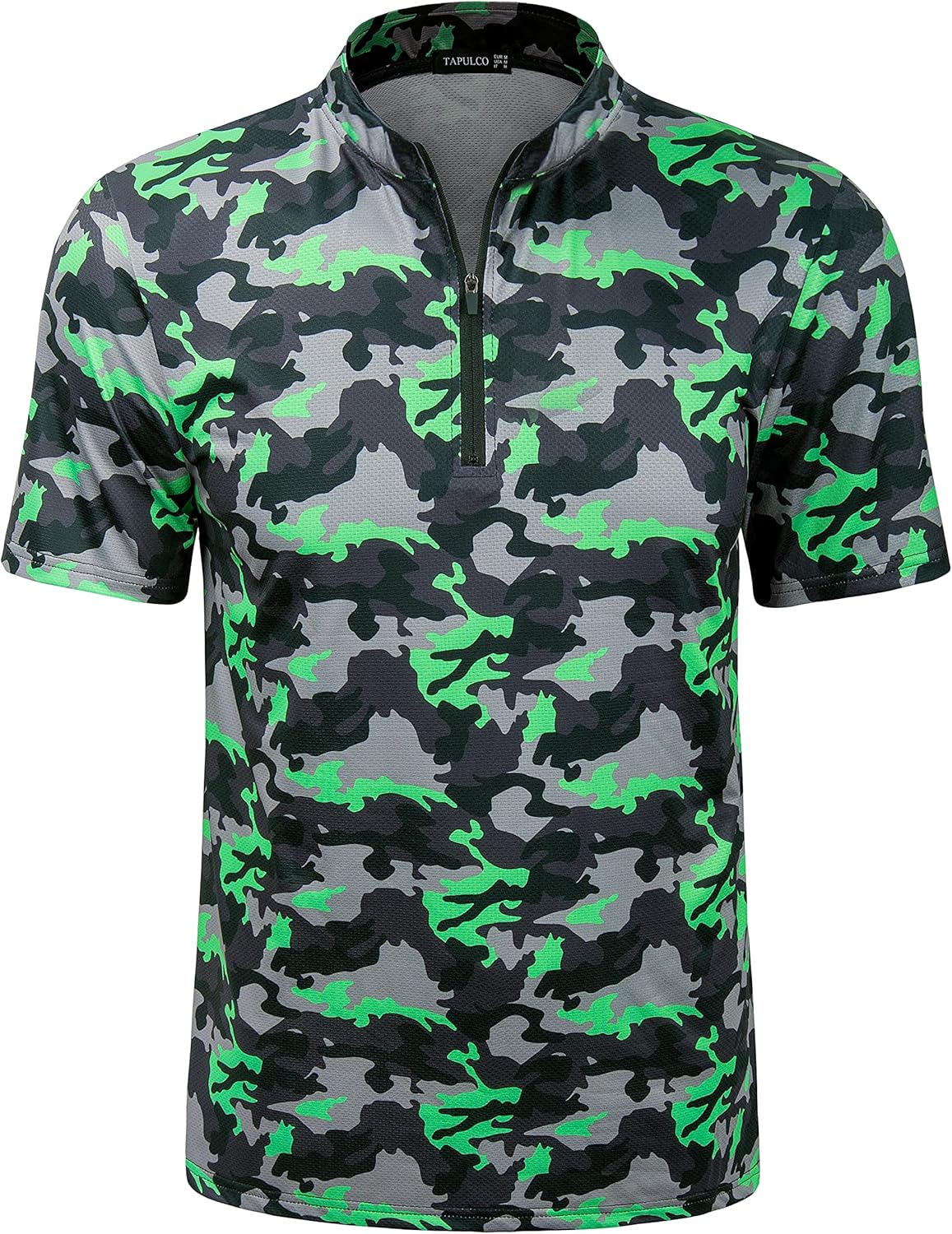 TAPULCO Mens Quick Dry Quarter Zip Performance Modern Printed Casual Sports T-Shirts Athletic Pullover Outdoor Hiking Tee