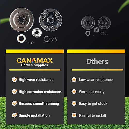 Miniatura 4 de Canamax Piñón de tambor de embrague 38 7T con arandela de rodamientos E-Clip Kit de engranajes helicoidales - para motosierra Stihl 017 018 021 023